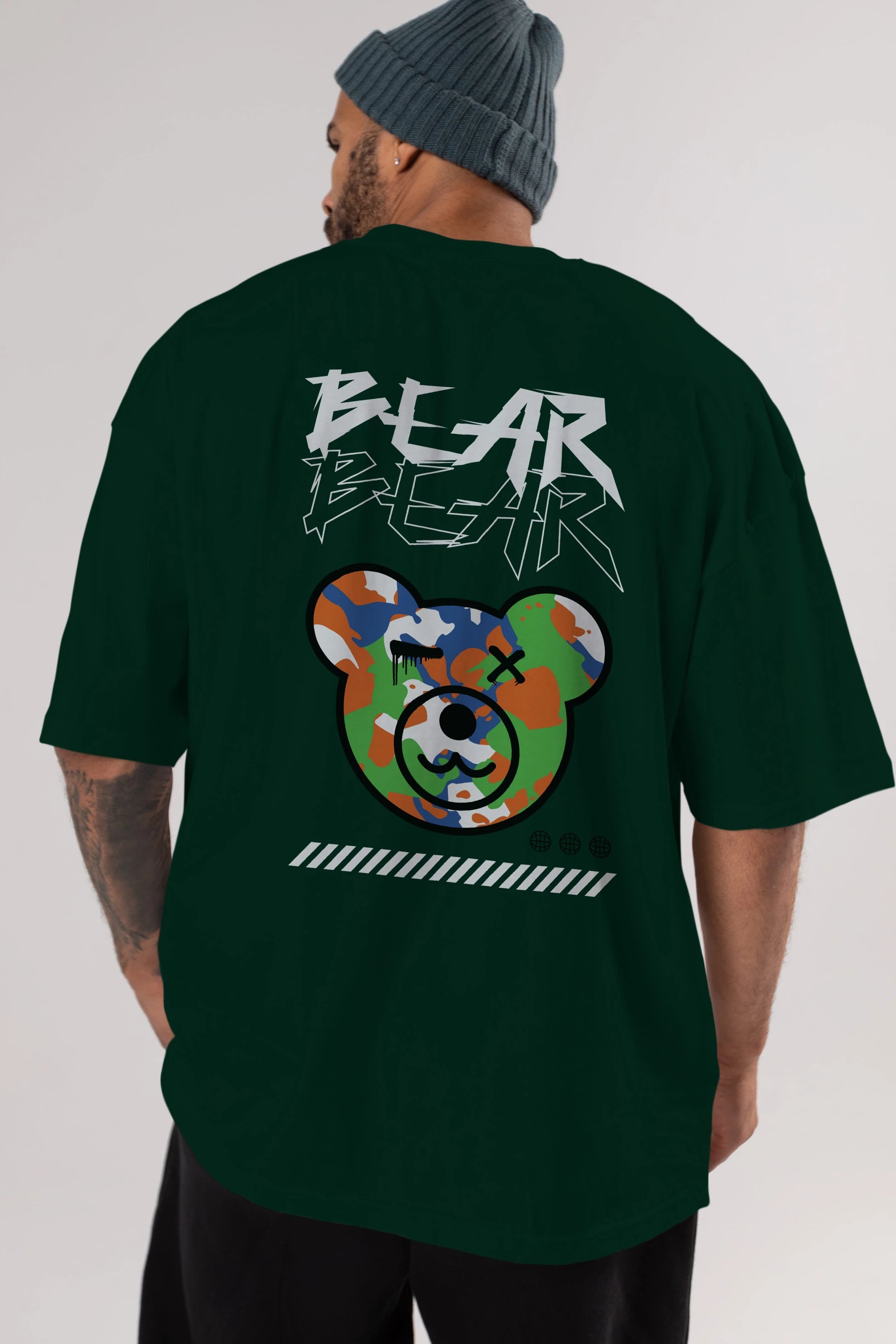 Bear Bear Arka Baskılı Oversize t-shirt Erkek Kadın Unisex