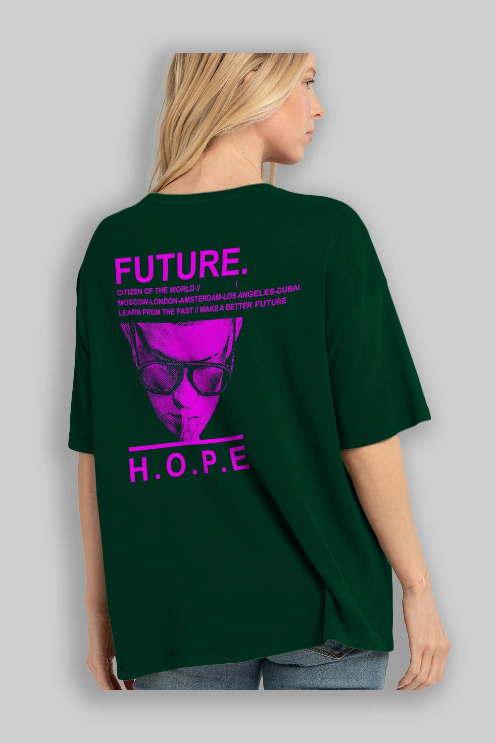 Future Hope Arka Baskılı Oversize t-shirt Erkek Kadın Unisex
