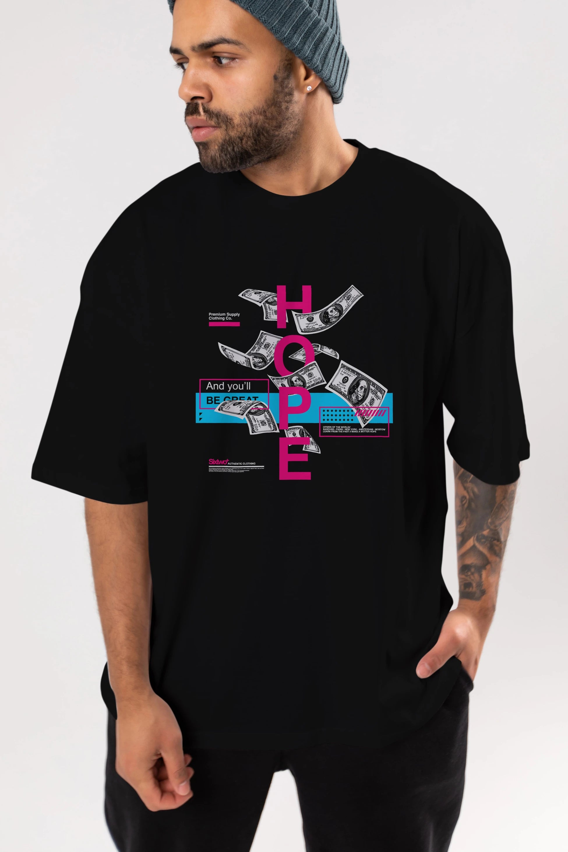 Hope Ön Baskılı Oversize t-shirt Erkek Kadın Unisex