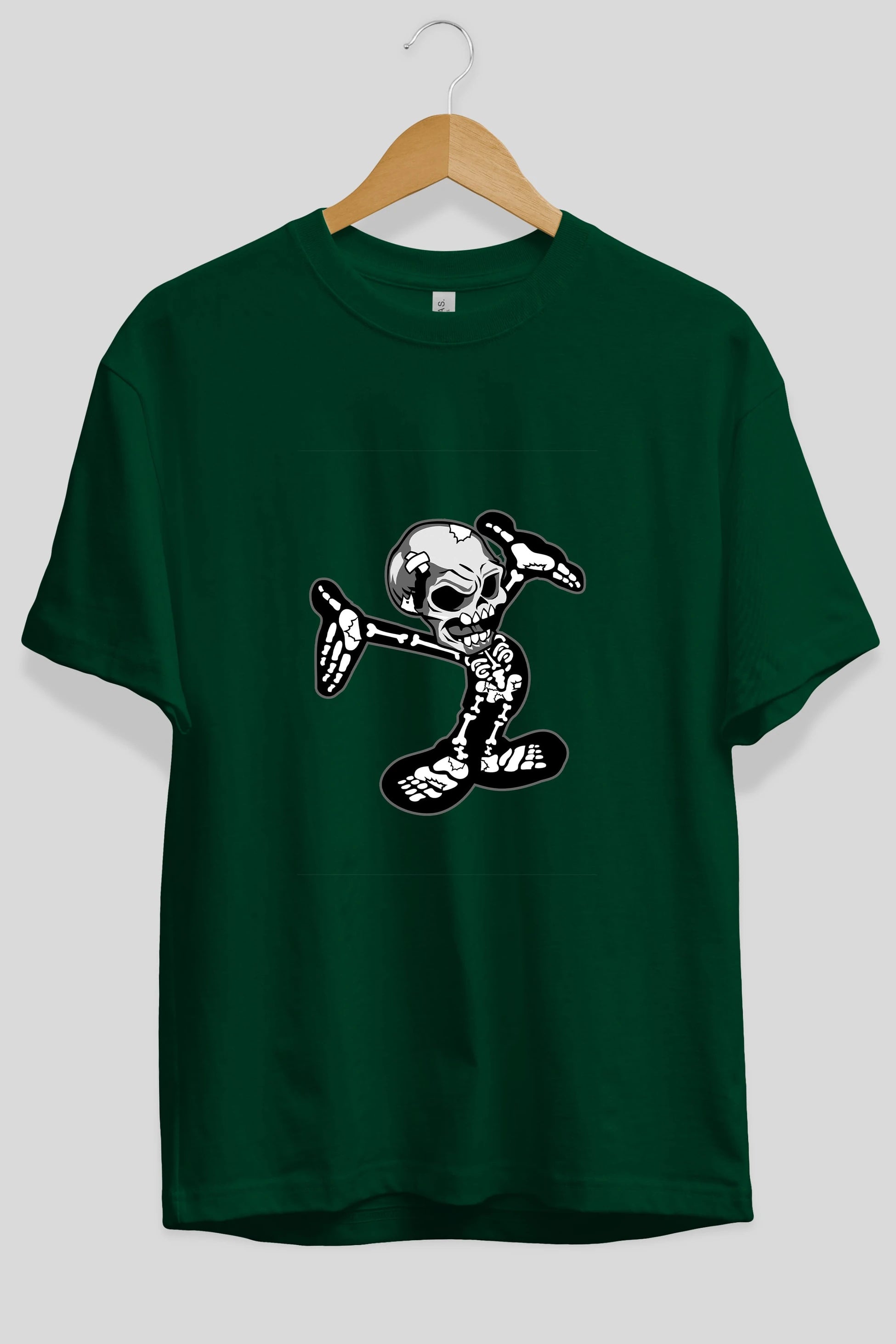Skull Skeleton Ön Baskılı Oversize t-shirt Erkek Kadın Unisex %100 Pamuk tişort