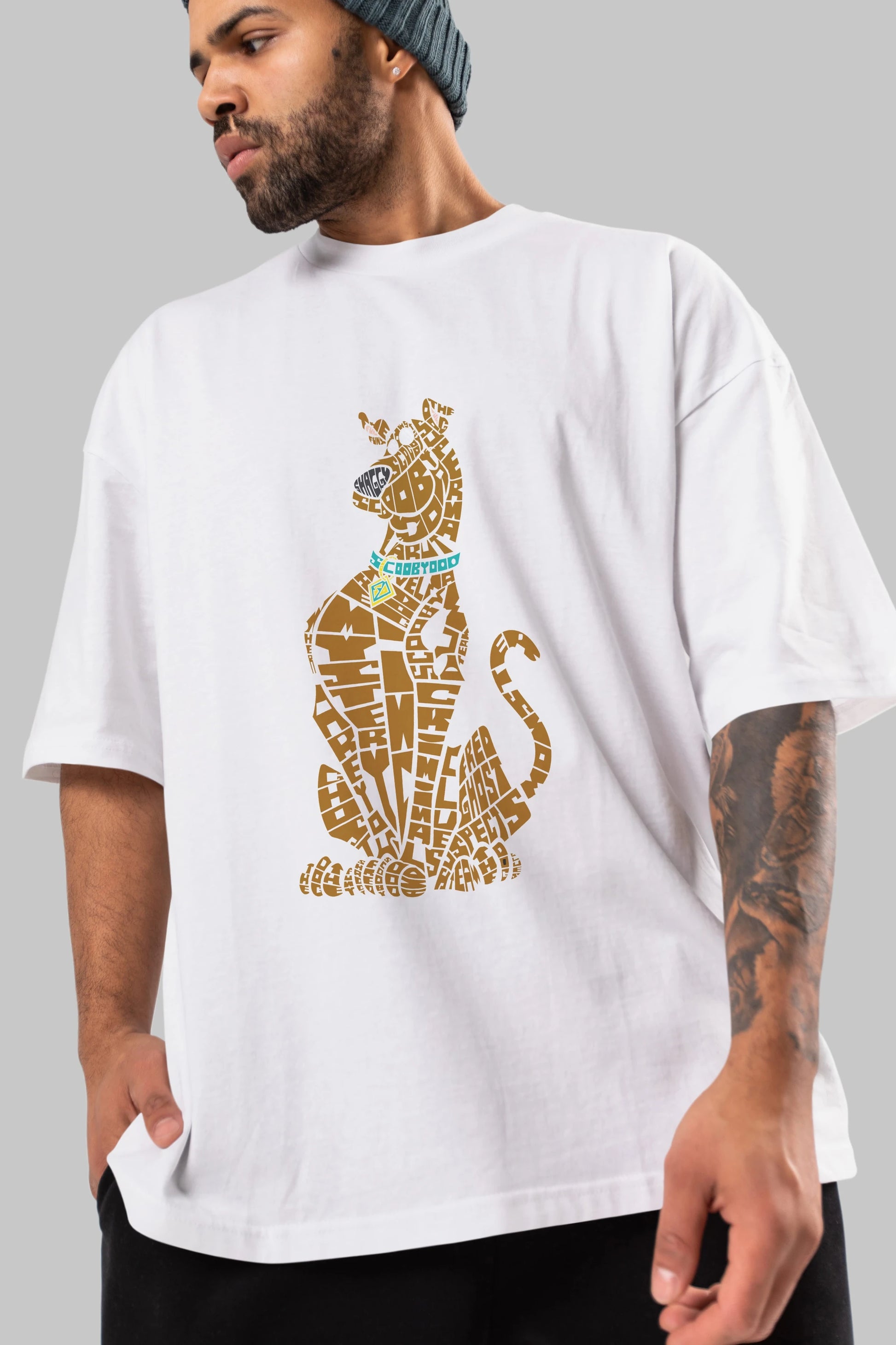 Scooby Doo Ön Baskılı Oversize t-shirt %100 pamuk Erkek Kadın Unisex