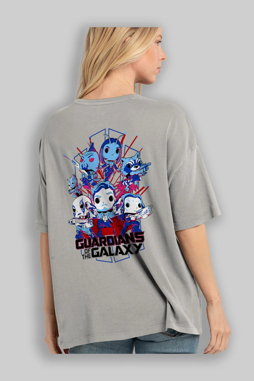 Guardians of the Galaxy Arka Baskılı Oversize t-shirt Erkek Kadın Unisex %100 Pamuk Bisiklet Yaka tişort