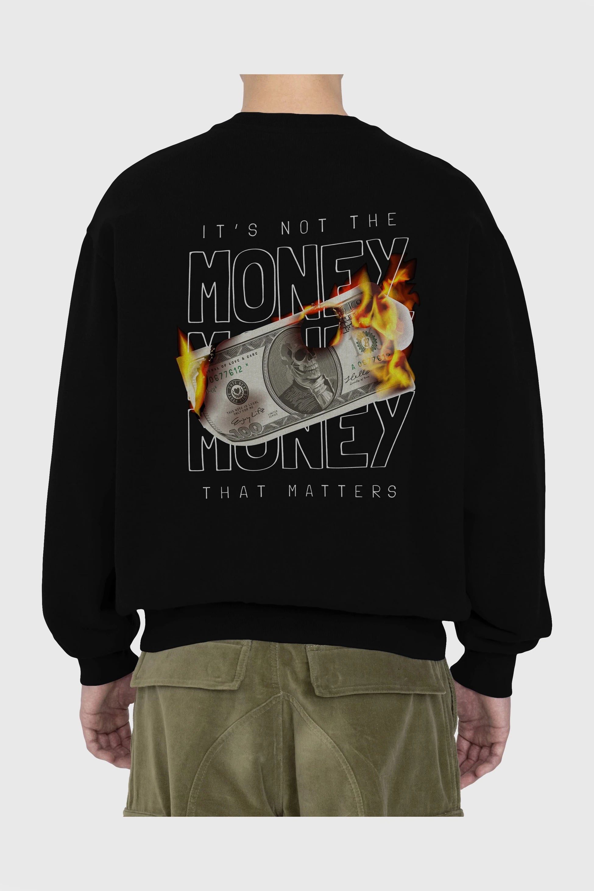 Teddy Bear Its Not The Money Arka Baskılı Oversize Sweatshirt Erkek Kadın Unisex
