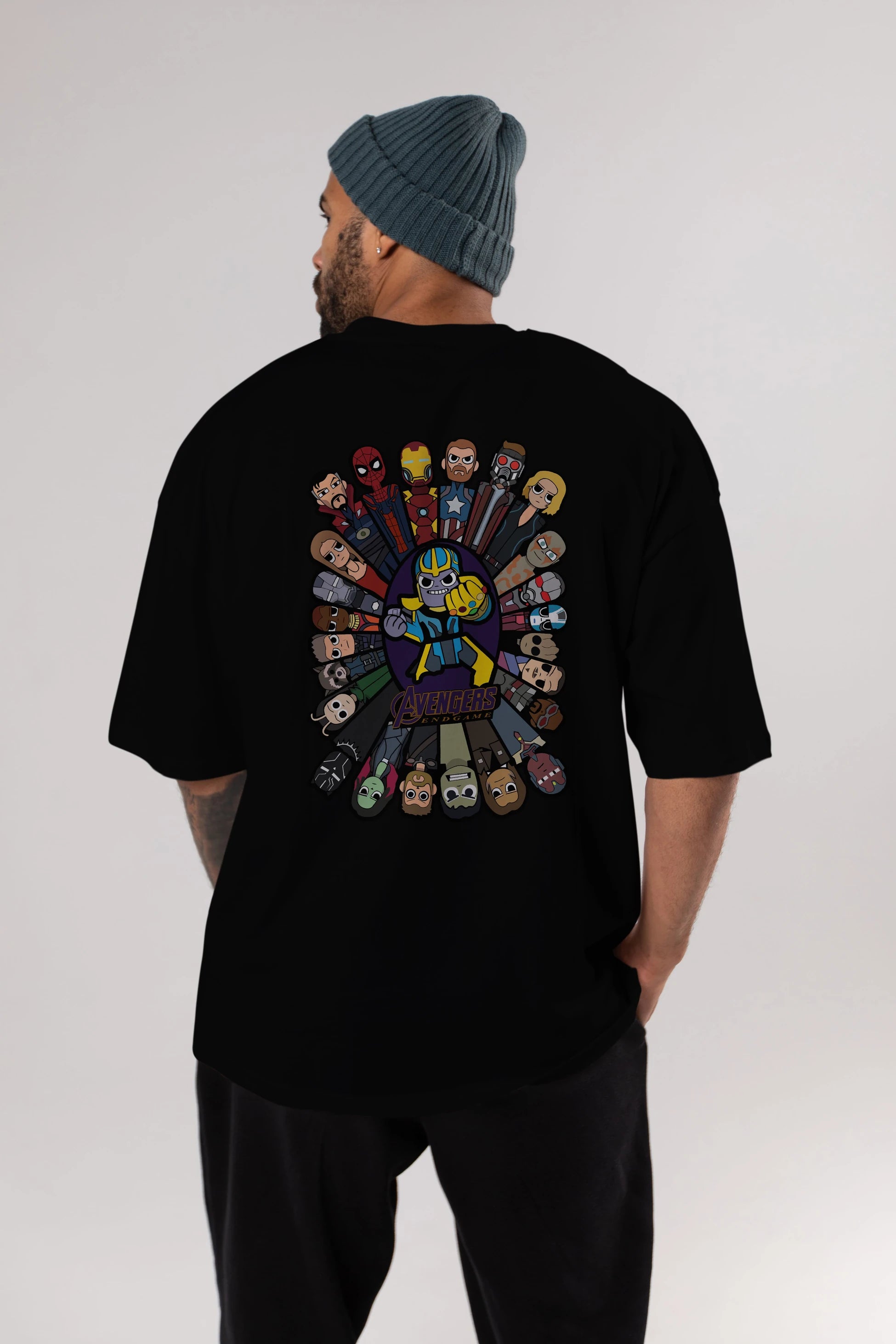 The Avengers (2) Arka Baskılı Oversize t-shirt Erkek Kadın Unisex %100 Pamuk Bisiklet Yaka tişort