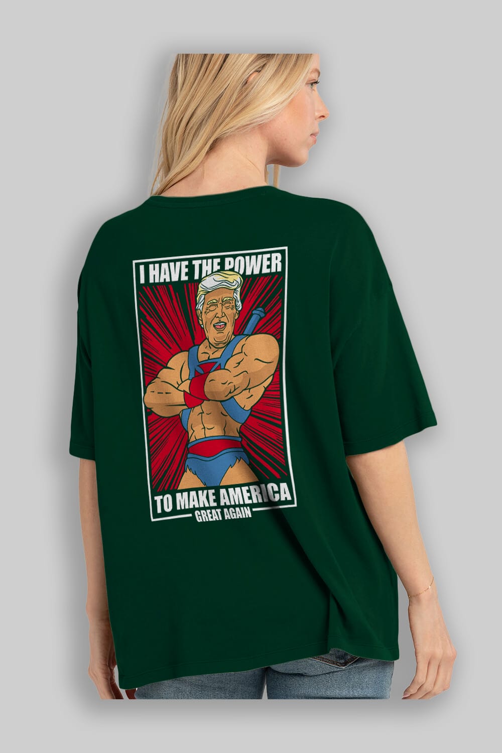 Trump Heman Arka Baskılı Oversize t-shirt Erkek Kadın Unisex %100 Pamuk tişort