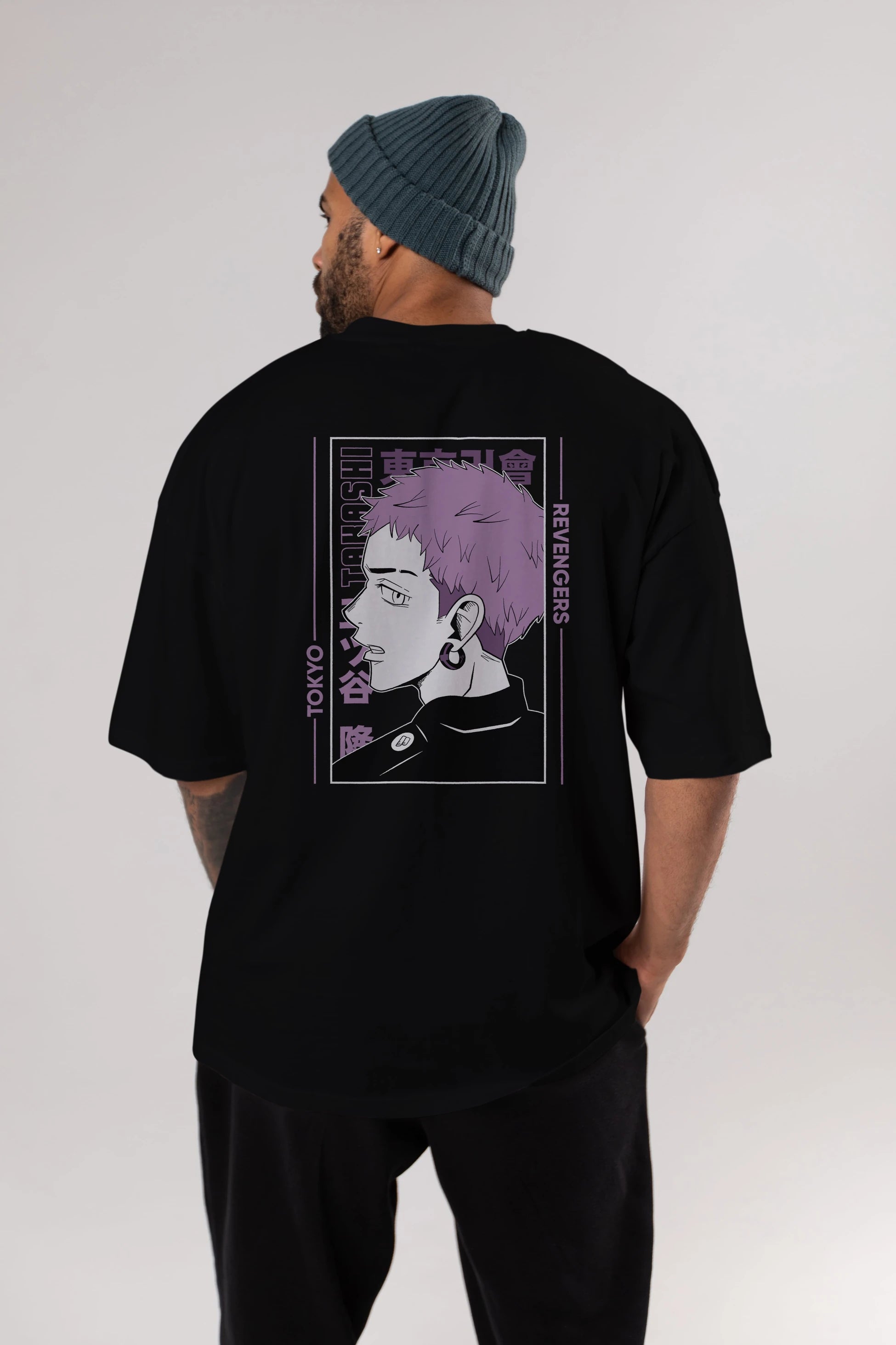 Takashi Mitsuya Anime Arka Baskılı Oversize t-shirt Erkek Kadın Unisex