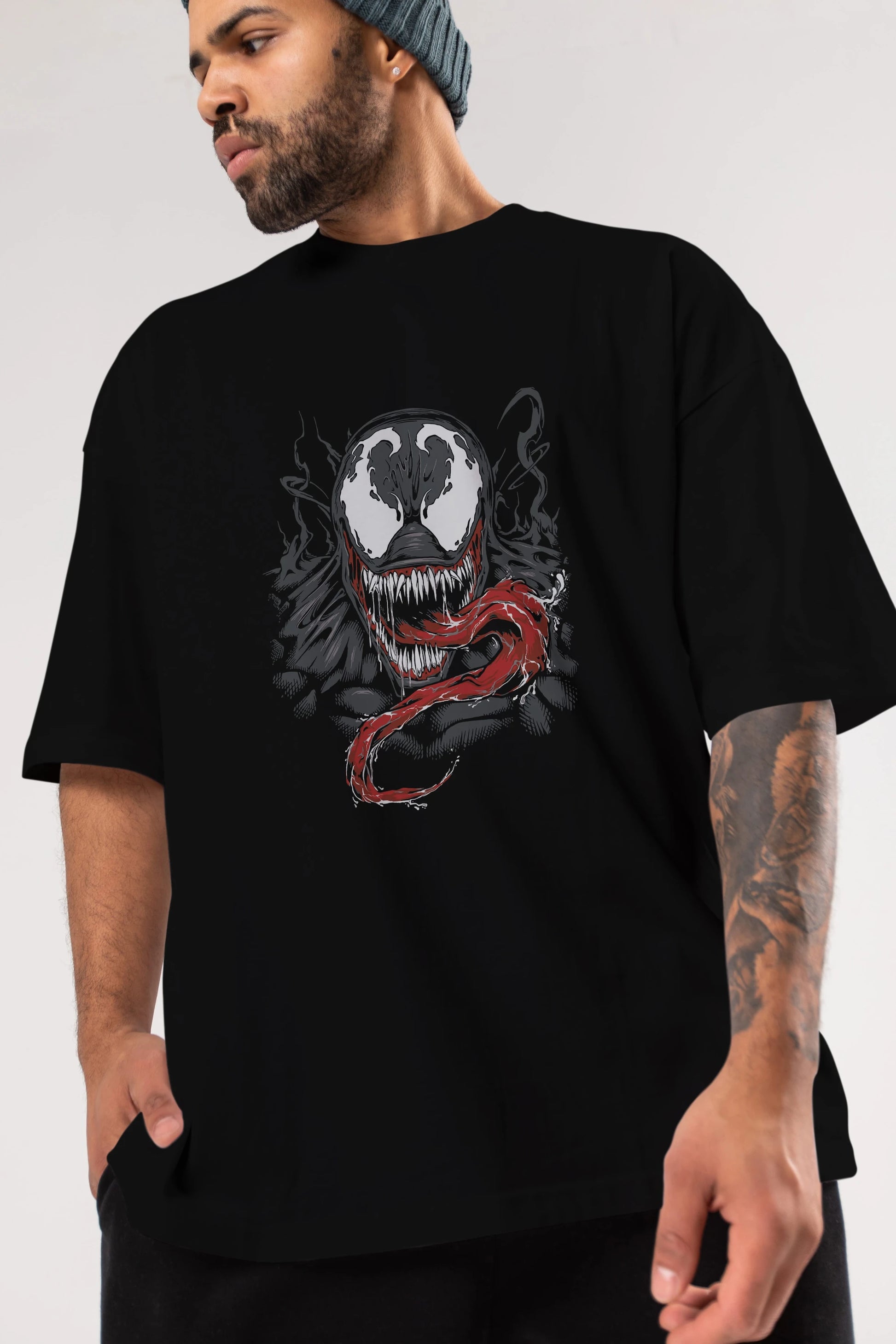 Venom (18) Ön Baskılı Oversize t-shirt Erkek Kadın Unisex %100 Pamuk Bisiklet Yaka tişort