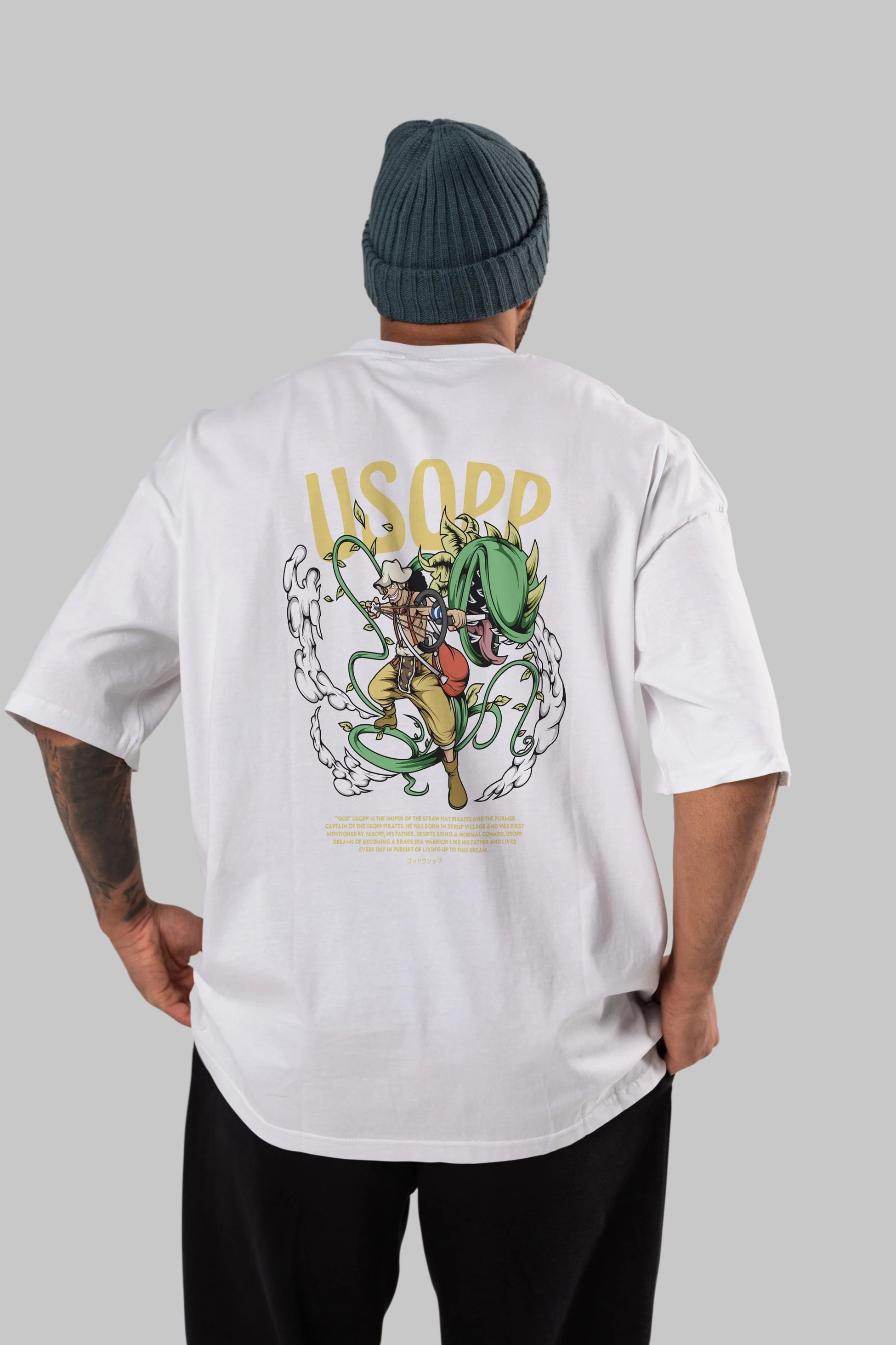Usopp Anime Arka Baskılı Oversize t-shirt Erkek Kadın Unisex
