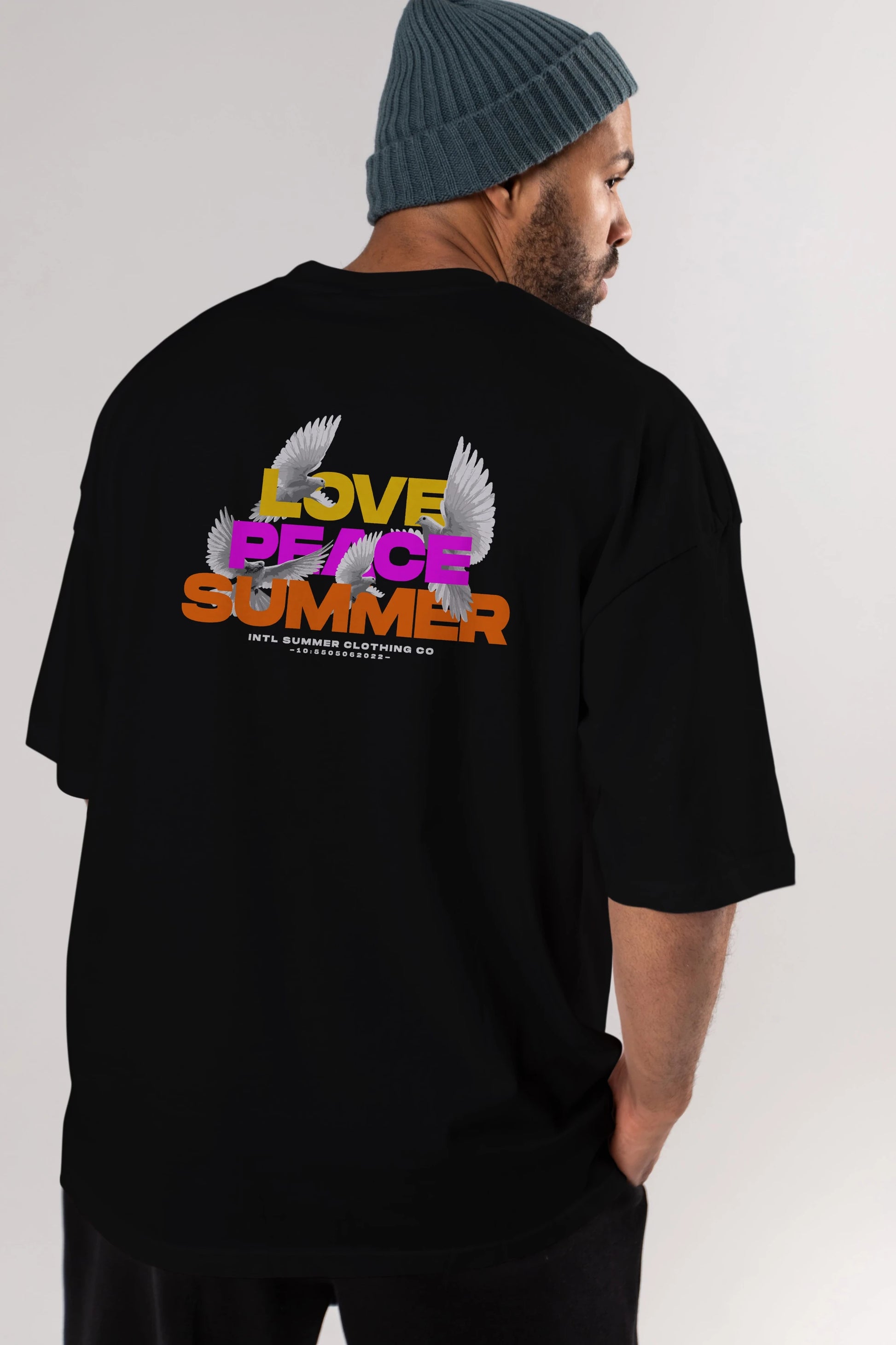 Love Peace Summer Arka Baskılı Oversize t-shirt Erkek Kadın Unisex