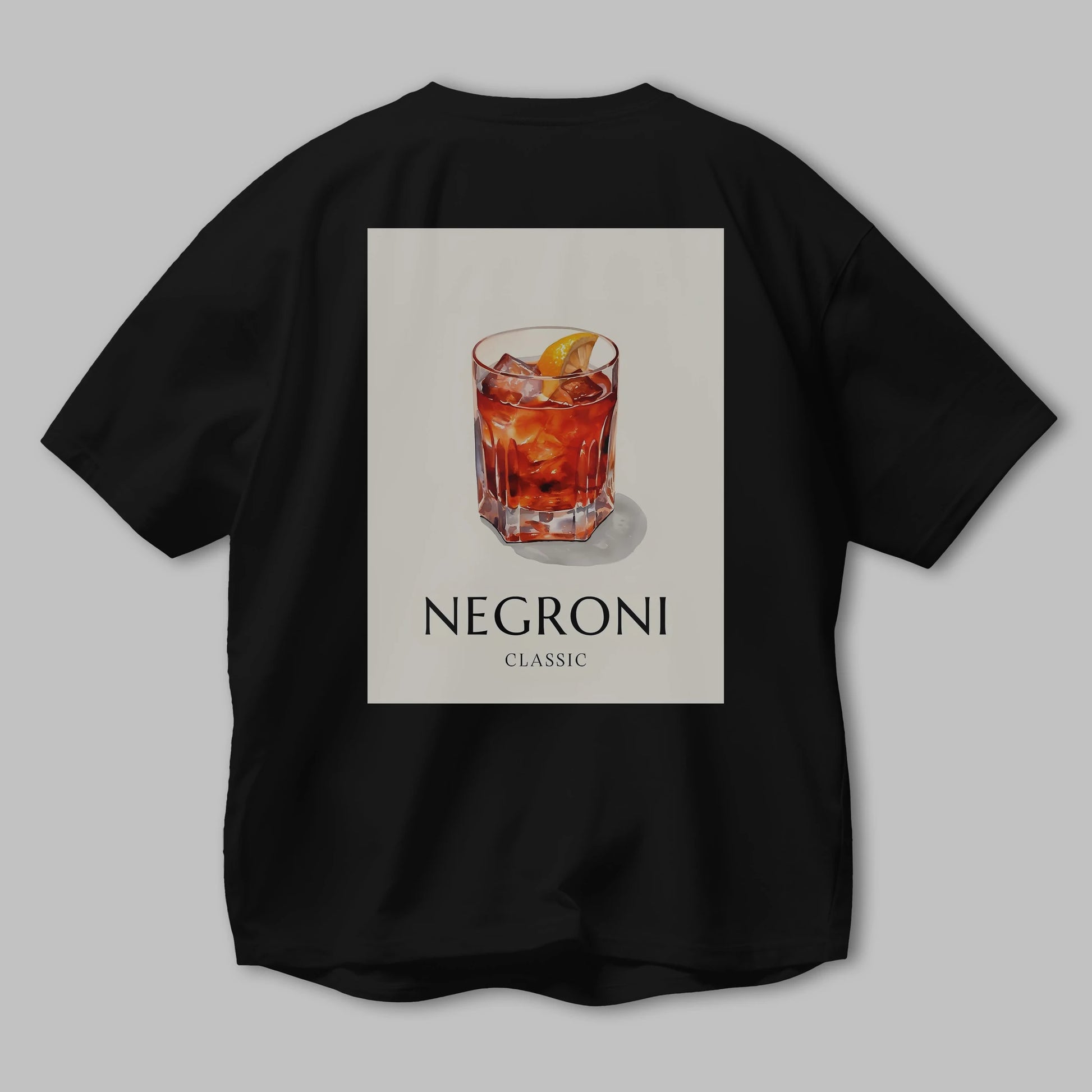 Negroni Classic Arka Baskılı Oversize t-shirt Erkek Kadın Unisex %100 Pamuk Bisiklet Yaka tişort
