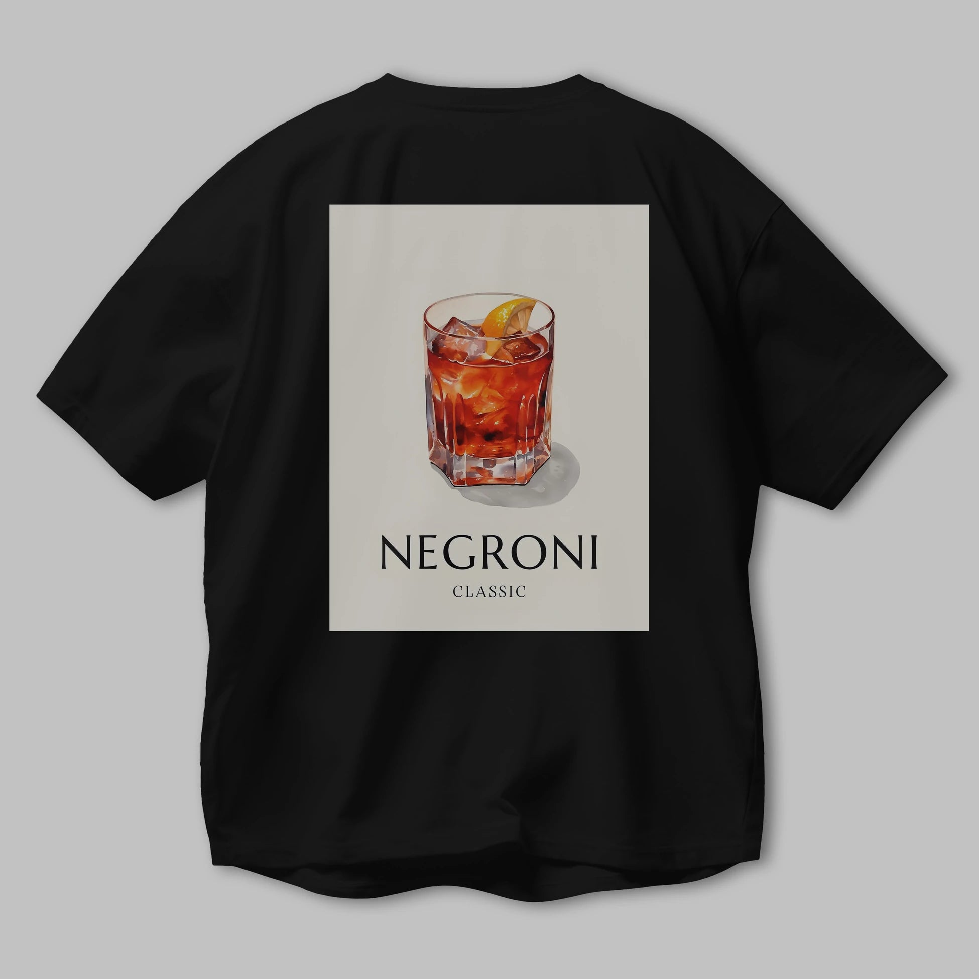 Negroni Classic Arka Baskılı Oversize t-shirt Erkek Kadın Unisex %100 Pamuk Bisiklet Yaka tişort