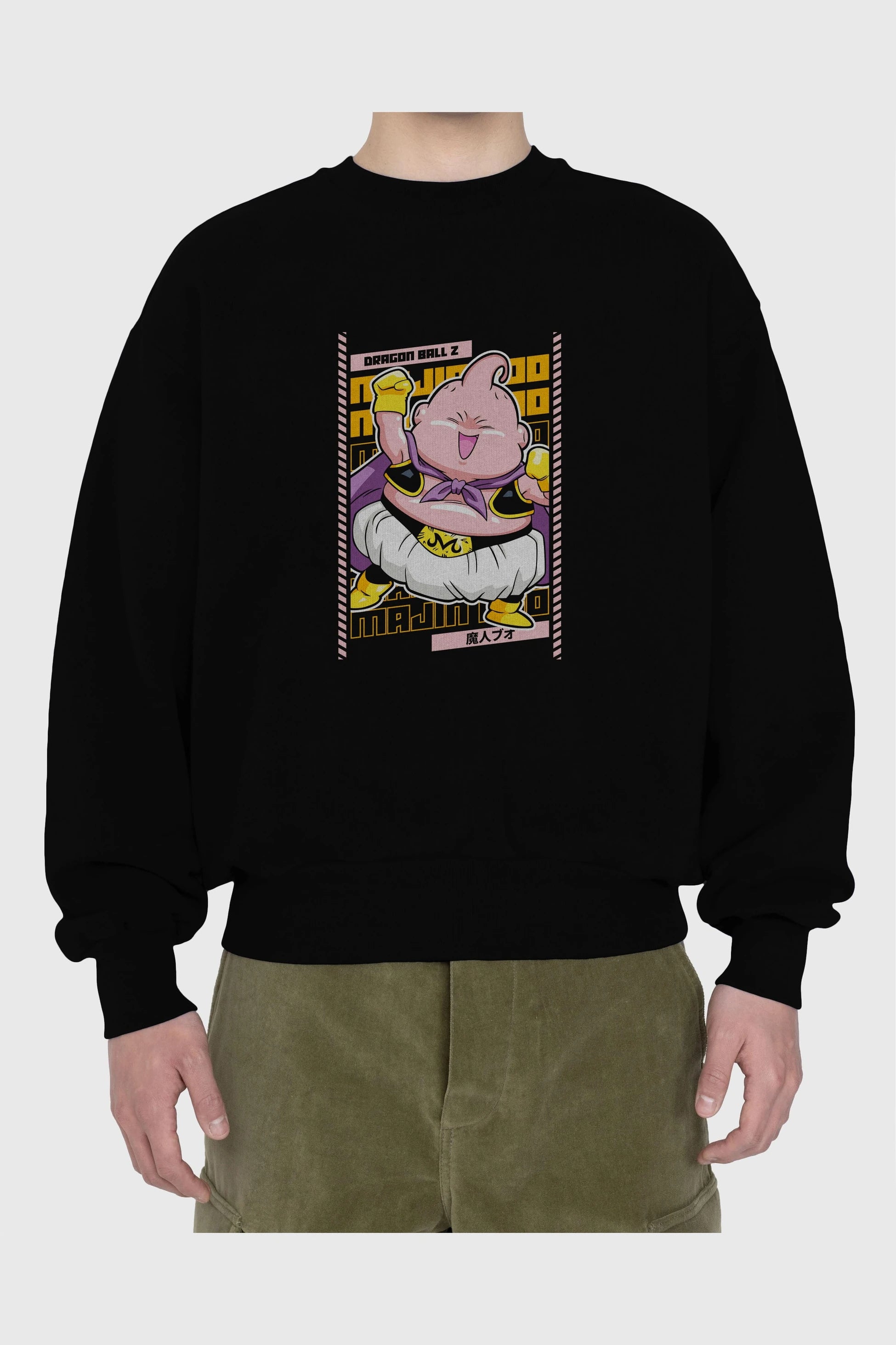 MAJIN BOO1 Anime Ön Baskılı Oversize Sweatshirt Erkek Kadın Unisex