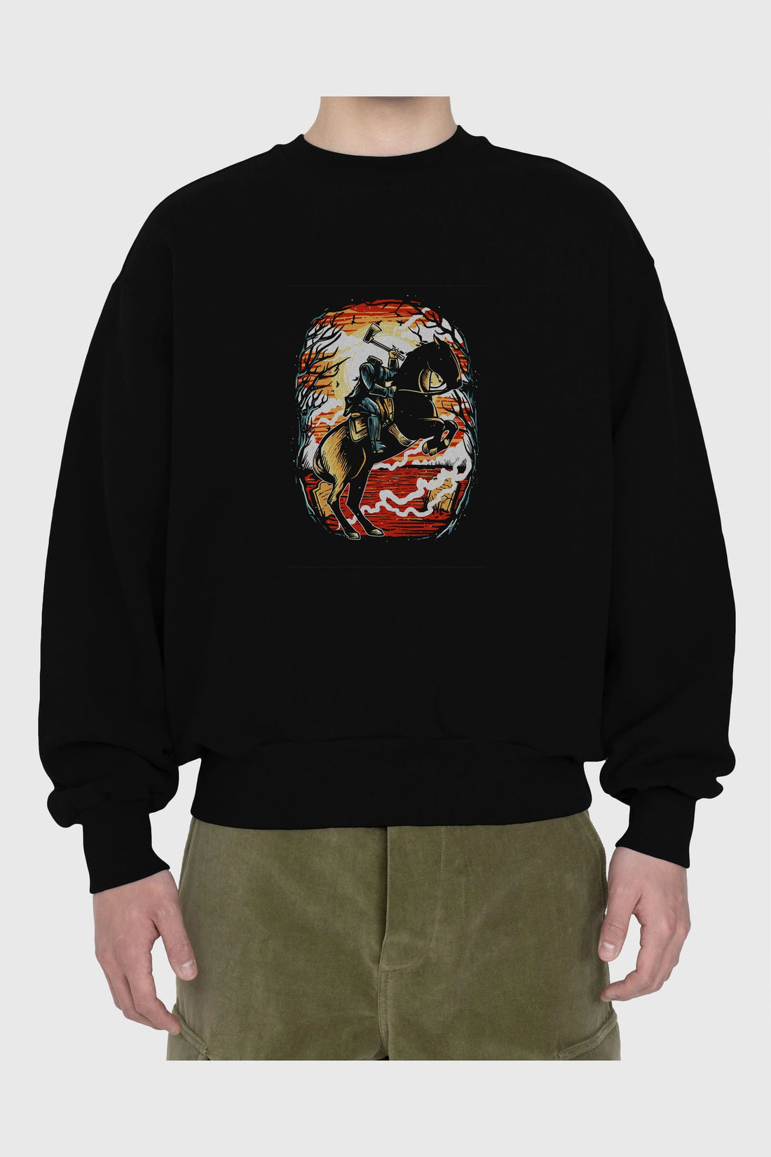 Headless Horseman Ön Baskılı Oversize Sweatshirt Erkek Kadın Unisex