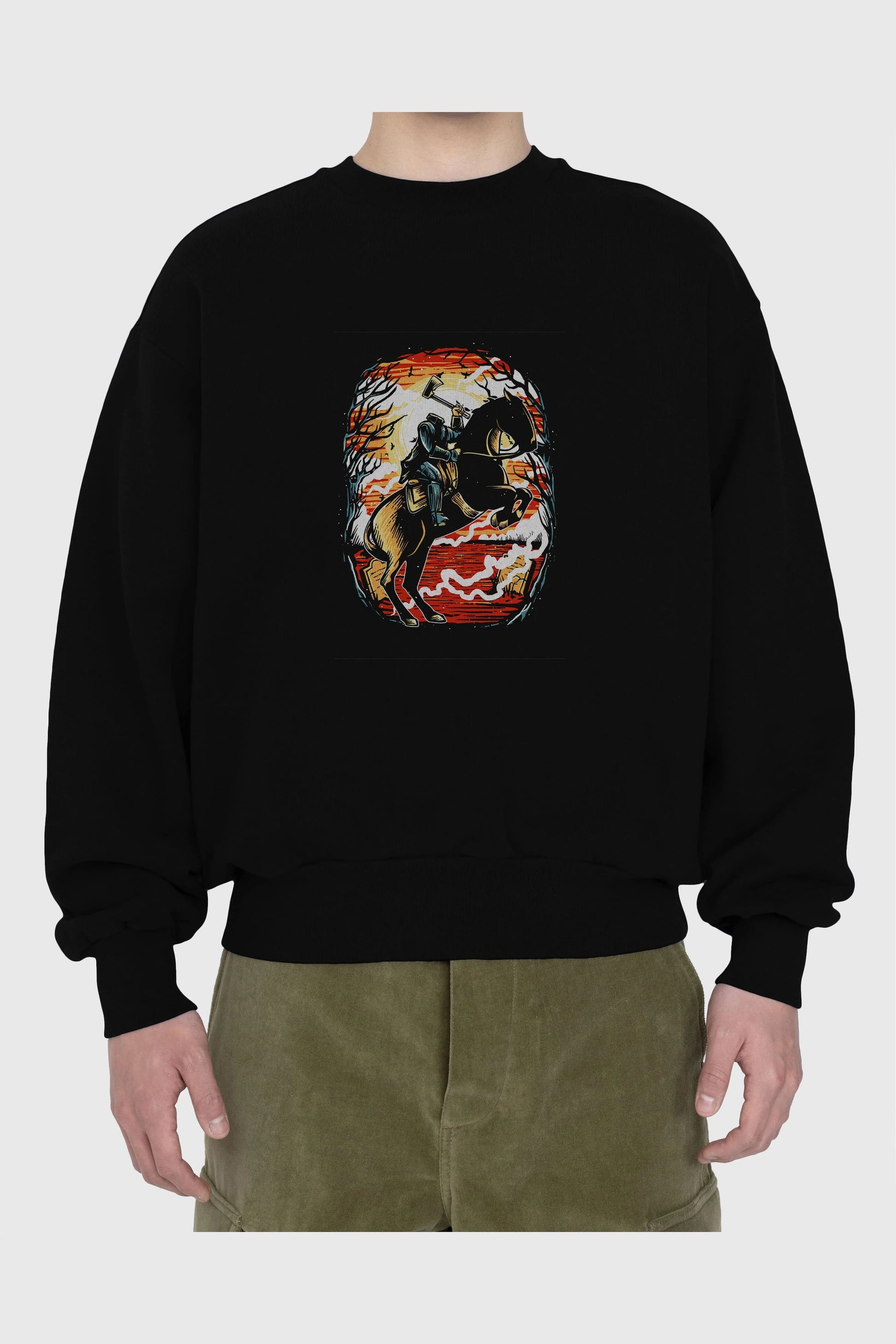 Headless Horseman Ön Baskılı Oversize Sweatshirt Erkek Kadın Unisex