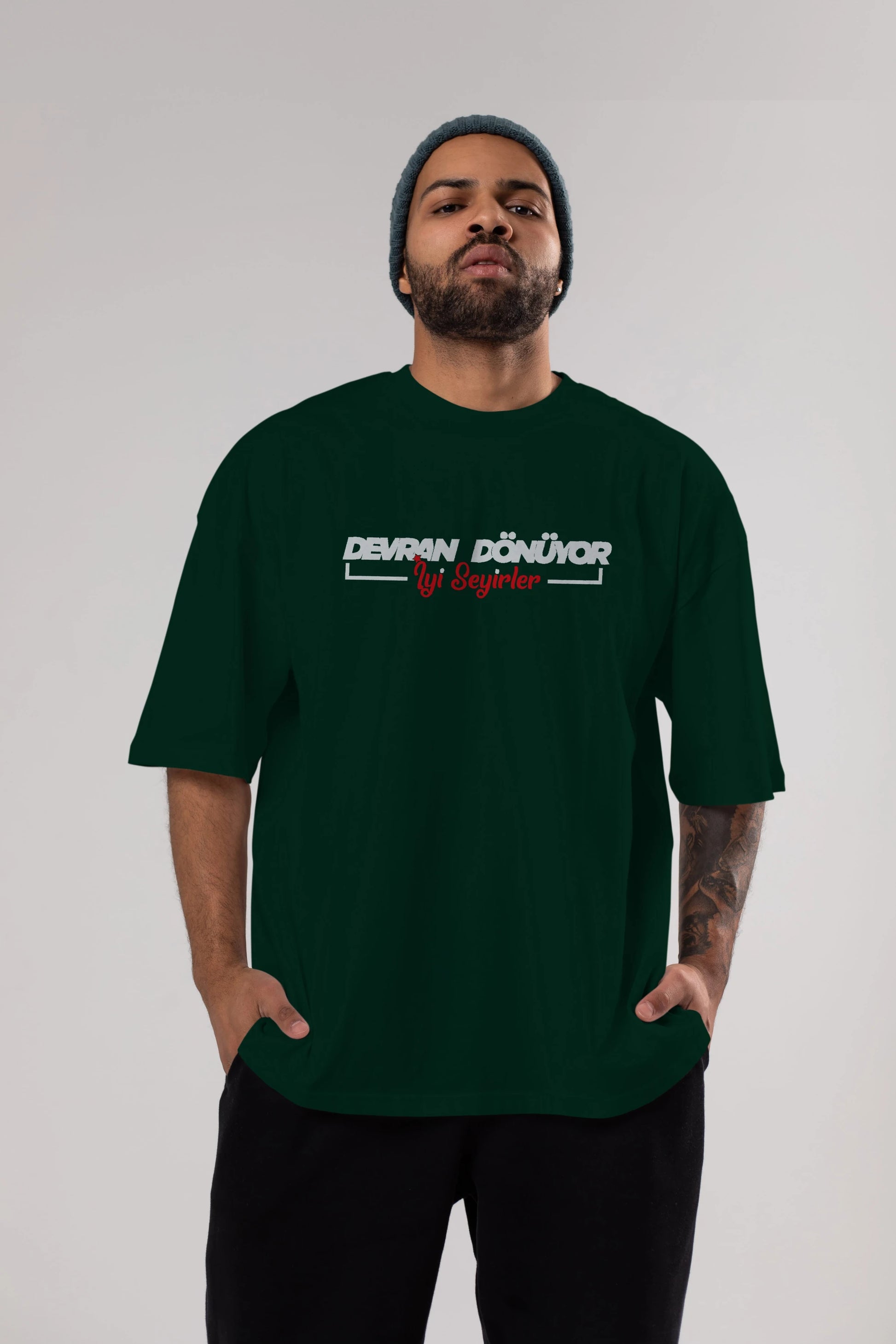 Devran Dönüyor İyi Seyirler Ön Baskılı Oversize t-shirt %100 pamuk Erkek Kadın Unisex