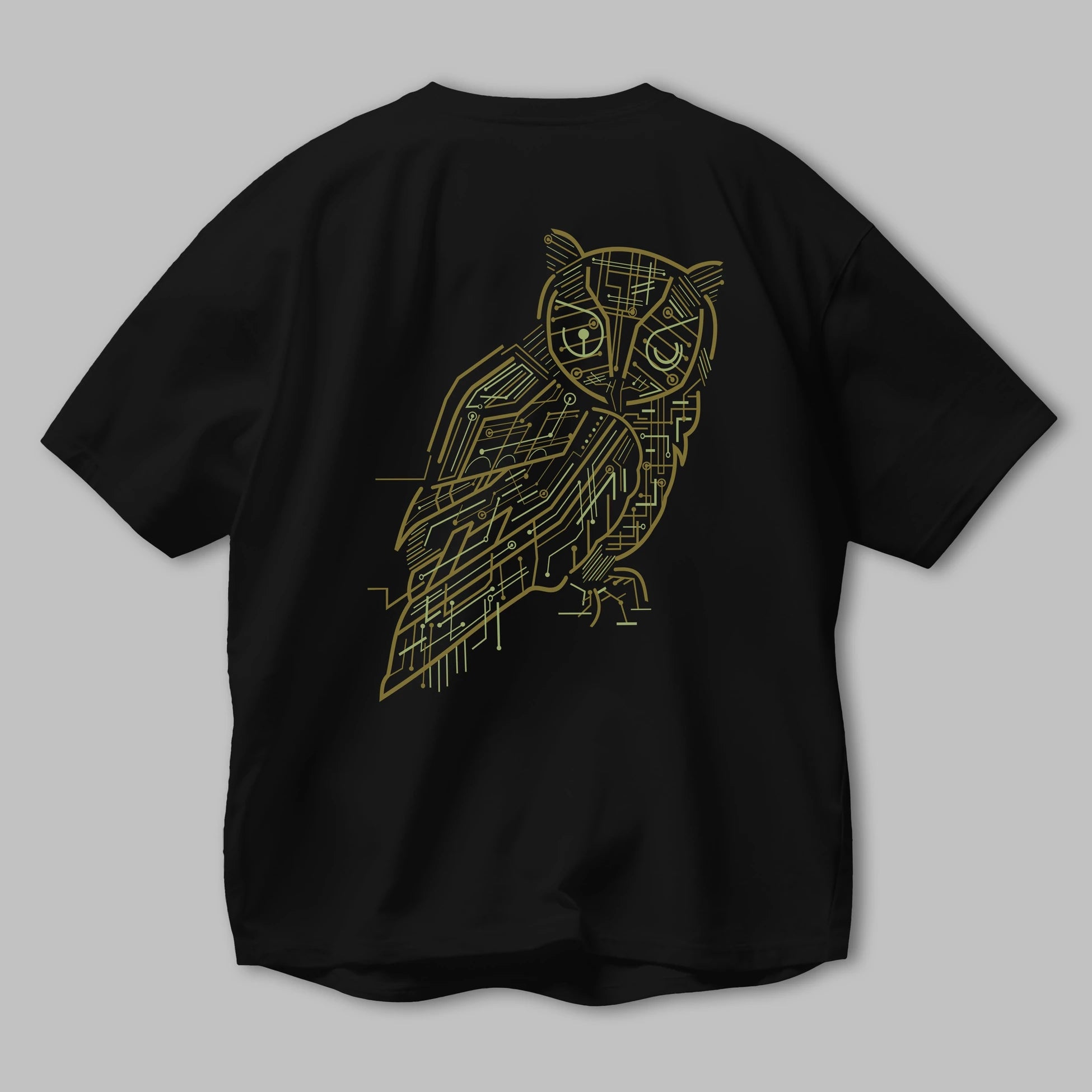 Electrical Owl Arka Baskılı Oversize t-shirt %100 pamuk Erkek Kadın Unisex