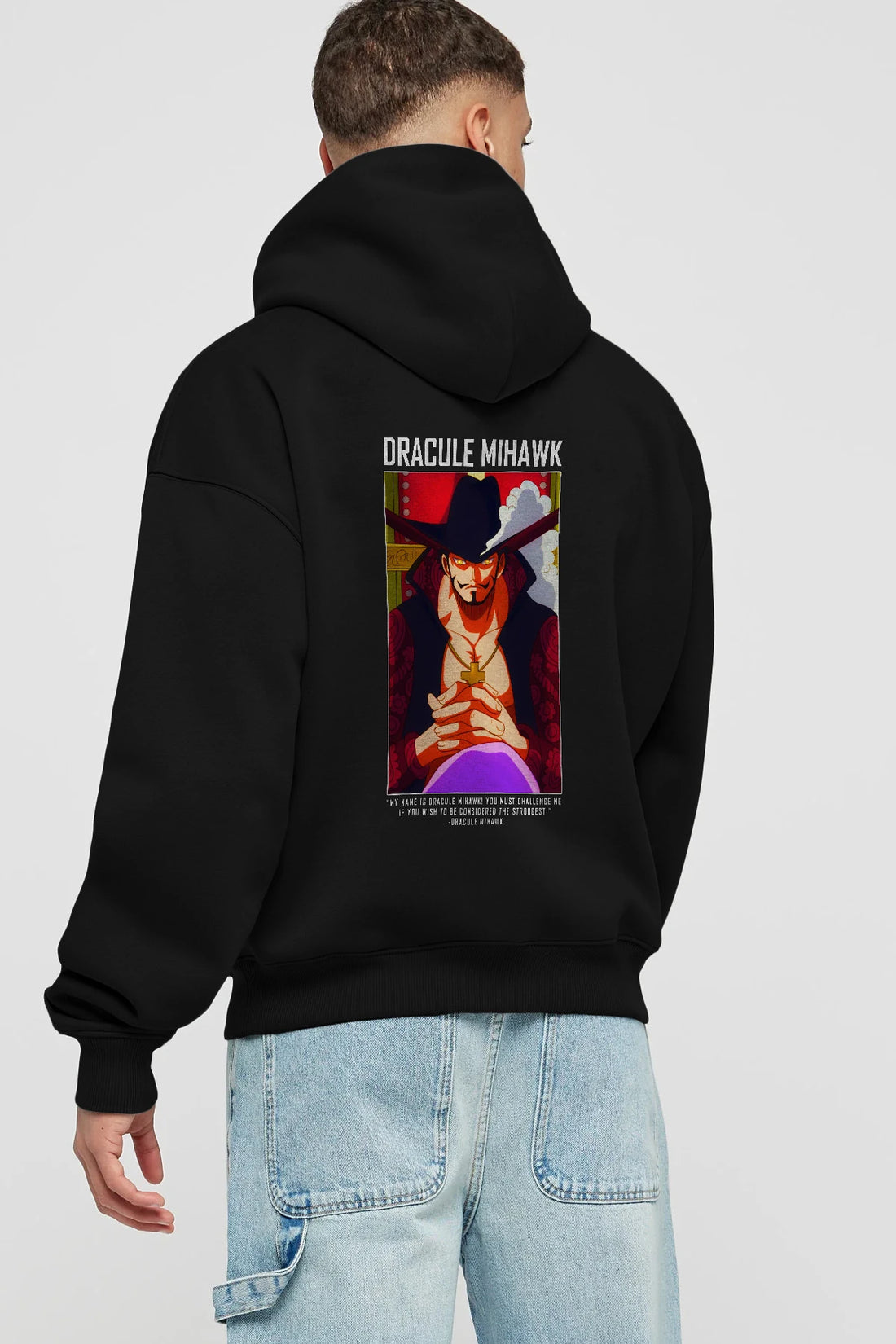 Dracule Mihawk Anime Arka Baskılı Hoodie Oversize Kapüşonlu Sweatshirt Erkek Kadın Unisex