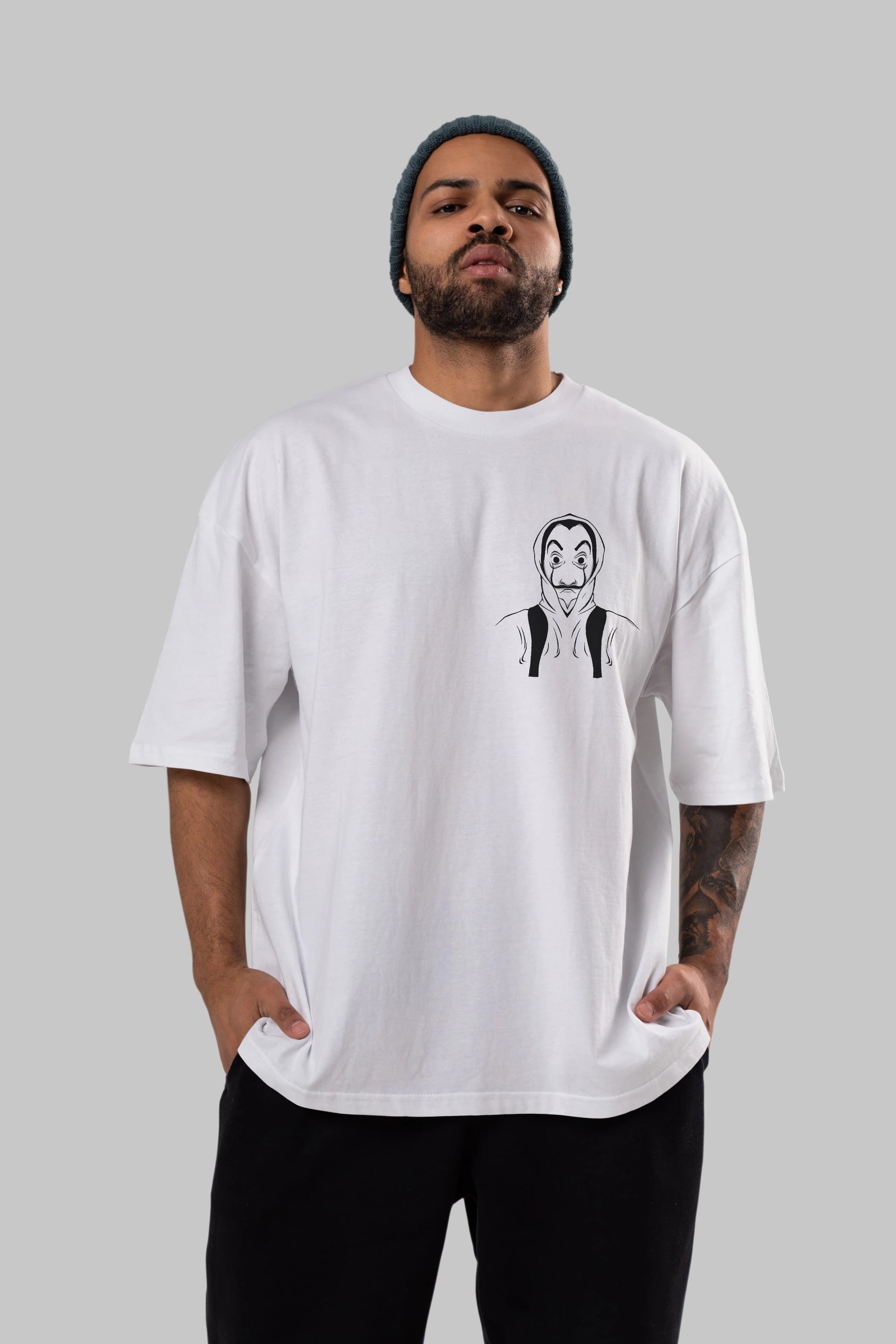 La Casa De Papel (7) Ön Sol Baskılı Oversize t-shirt Erkek Kadın Unisex %100 Pamuk Bisiklet Yaka tişort