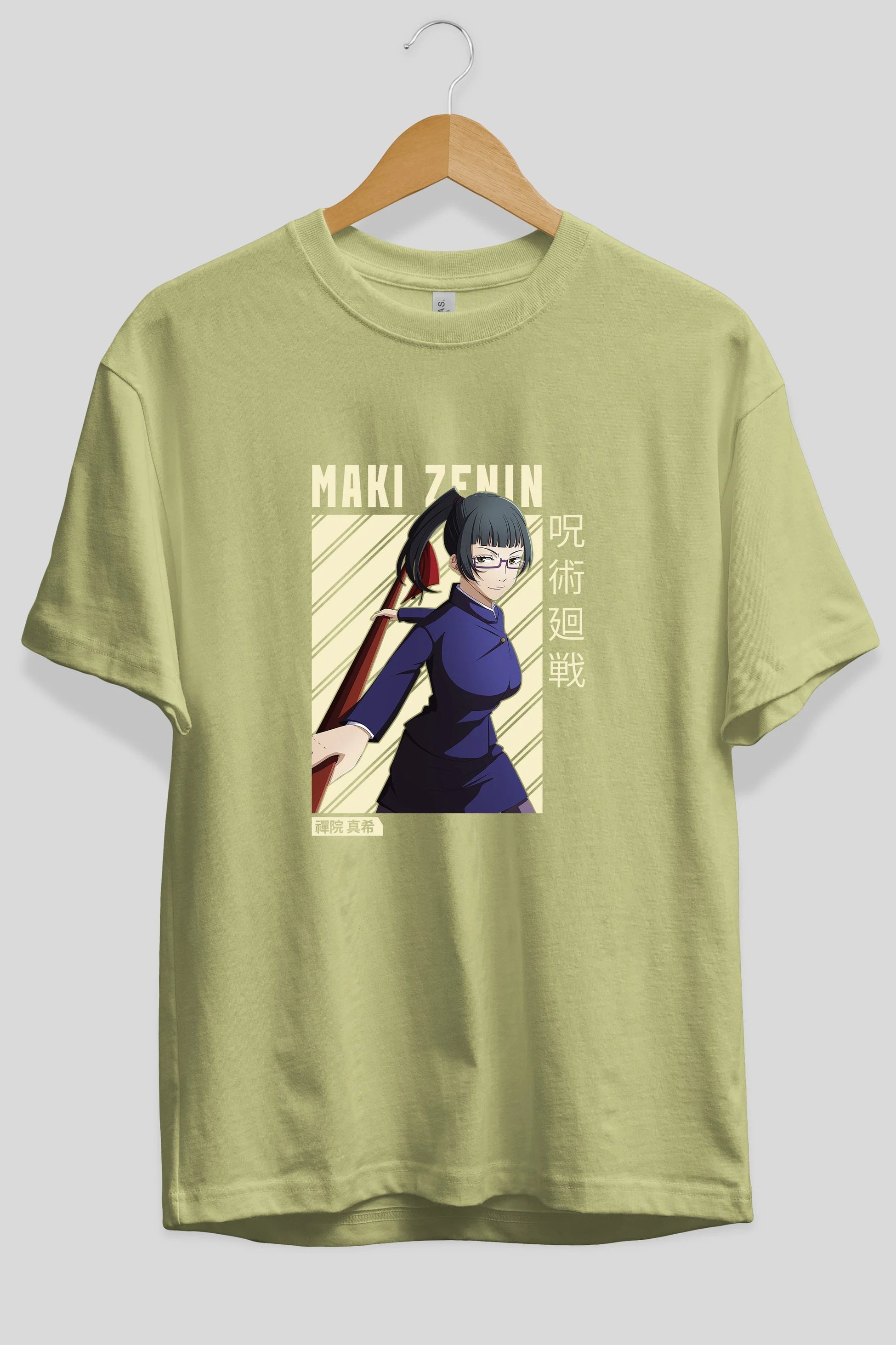 Maki Zenin CHAİNSAWMAN Anime Ön Baskılı Oversize t-shirt %100 pamuk Erkek Kadın Unisex