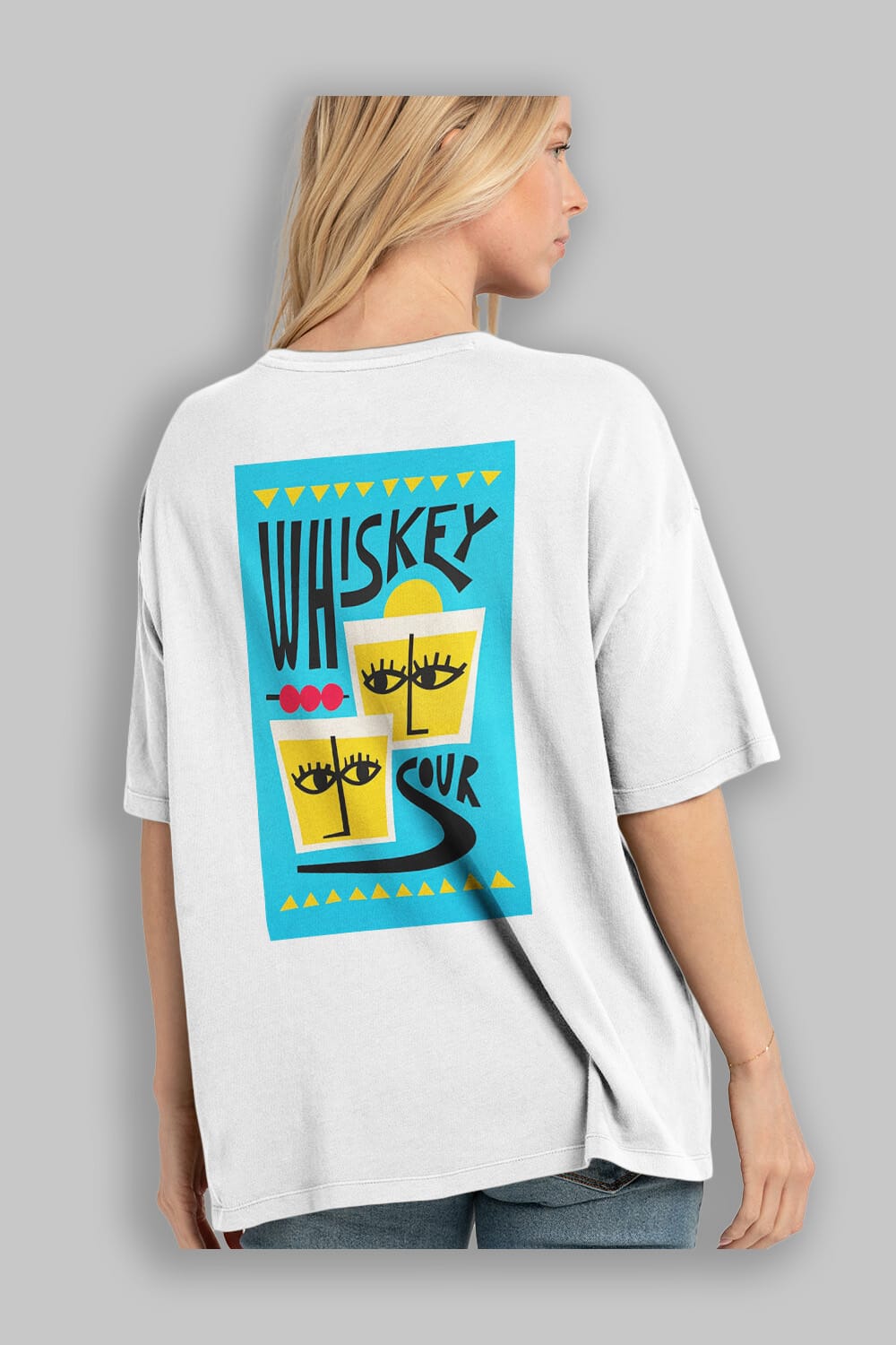 Whiskey Sour 2 Arka Baskılı Oversize t-shirt Erkek Kadın Unisex %100 Pamuk Bisiklet Yaka tişort