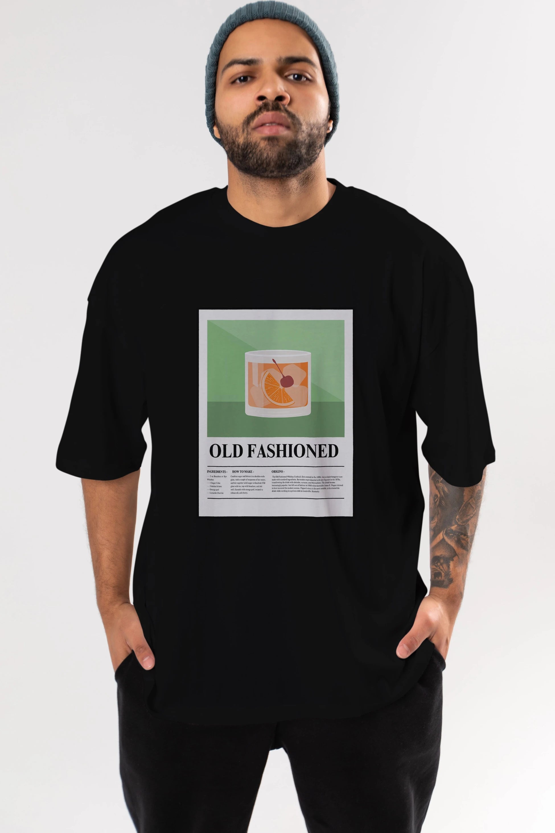 Old Fashioned Ön Baskılı Oversize t-shirt Erkek Kadın Unisex %100 Pamuk Bisiklet Yaka tişort
