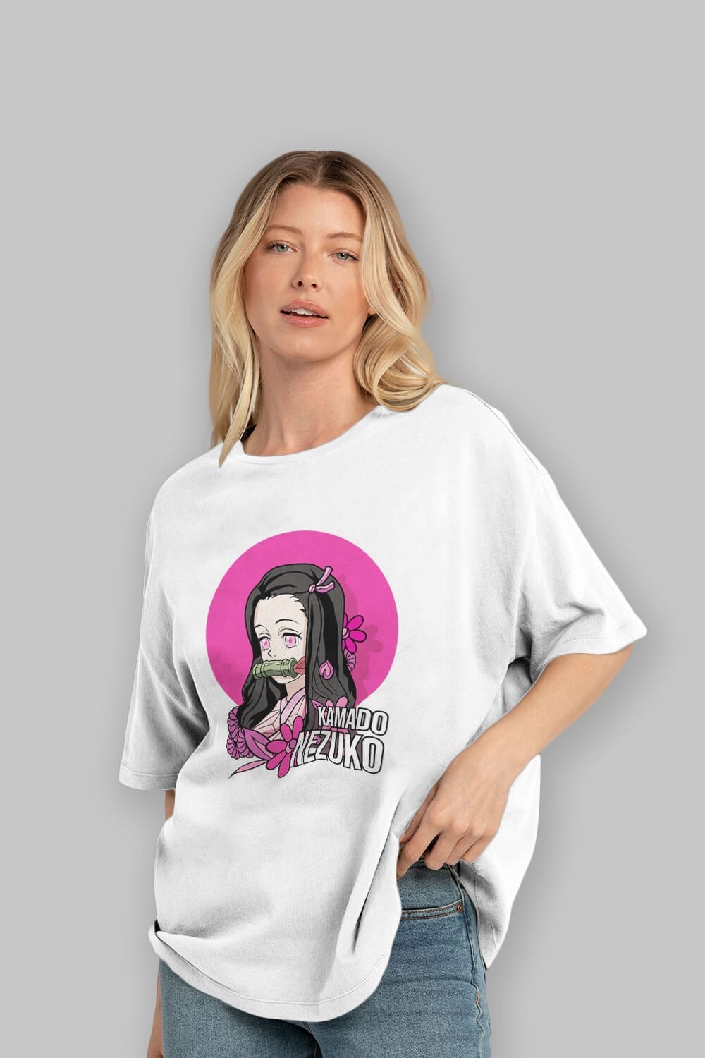 Nezuko Kamado 2 Anime Ön Baskılı Oversize t-shirt %100 pamuk Erkek Kadın Unisex