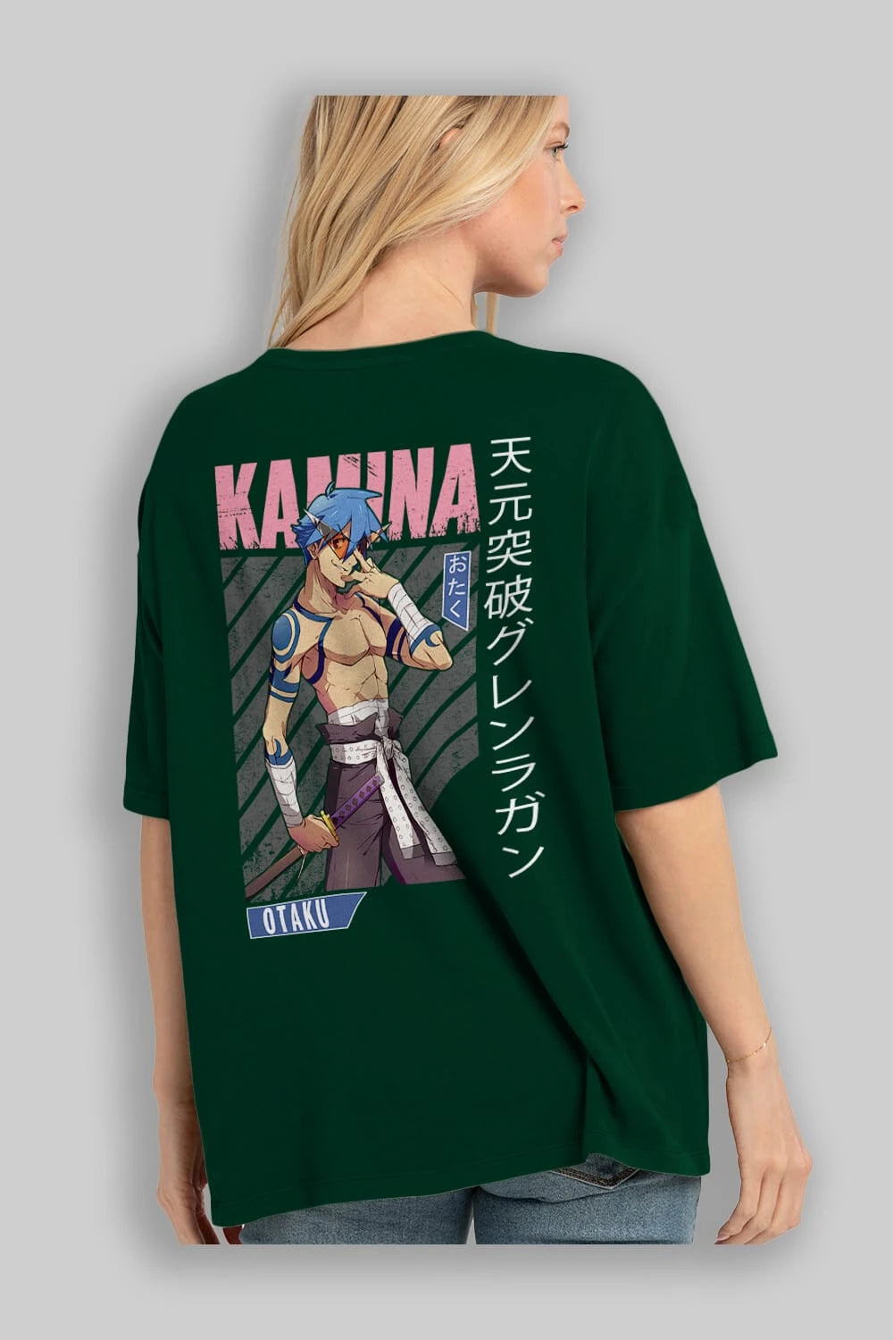Kamina 5 Anime Arka Baskılı Oversize t-shirt Erkek Kadın Unisex