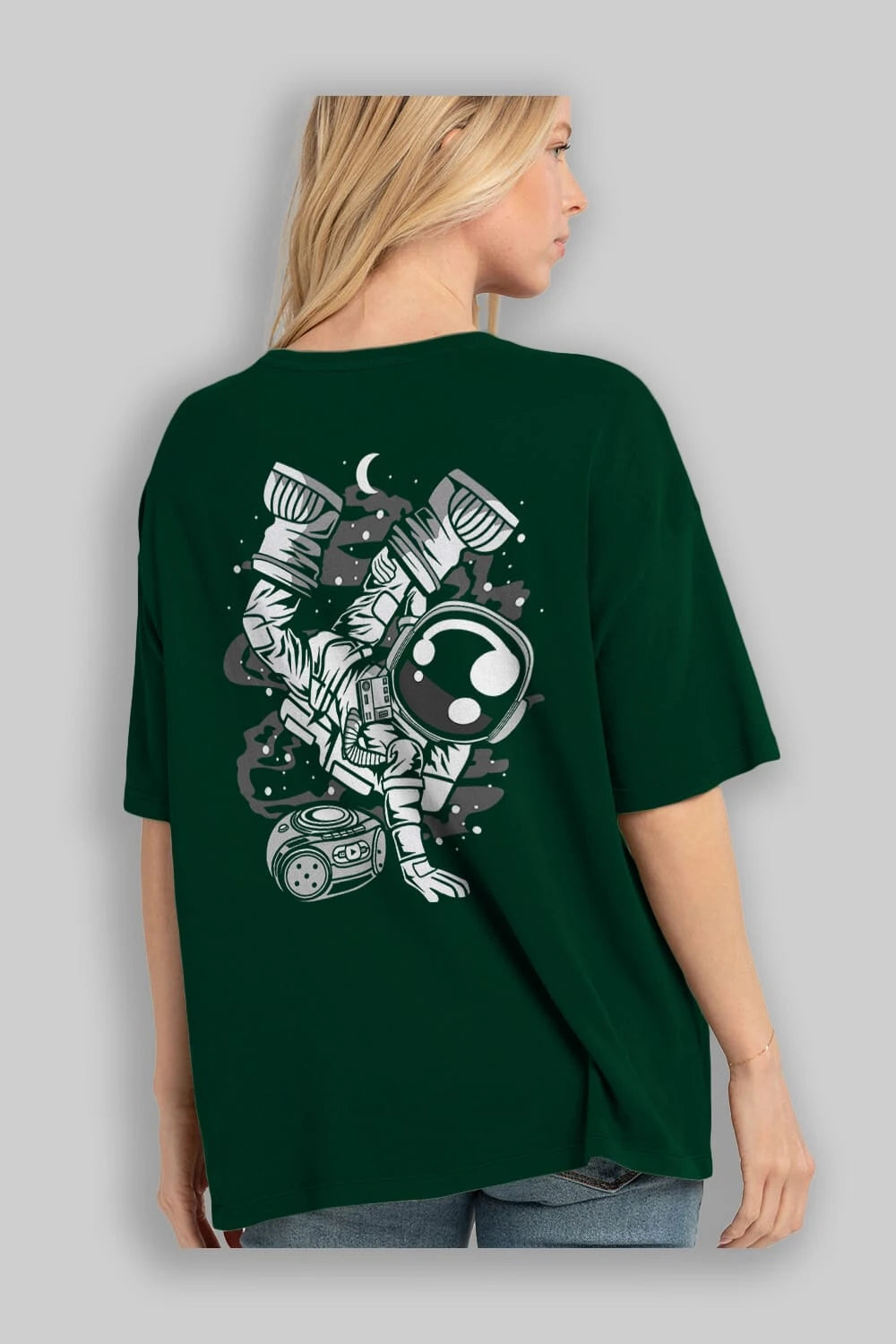 Space Breakdance Arka Baskılı Oversize t-shirt Erkek Kadın Unisex