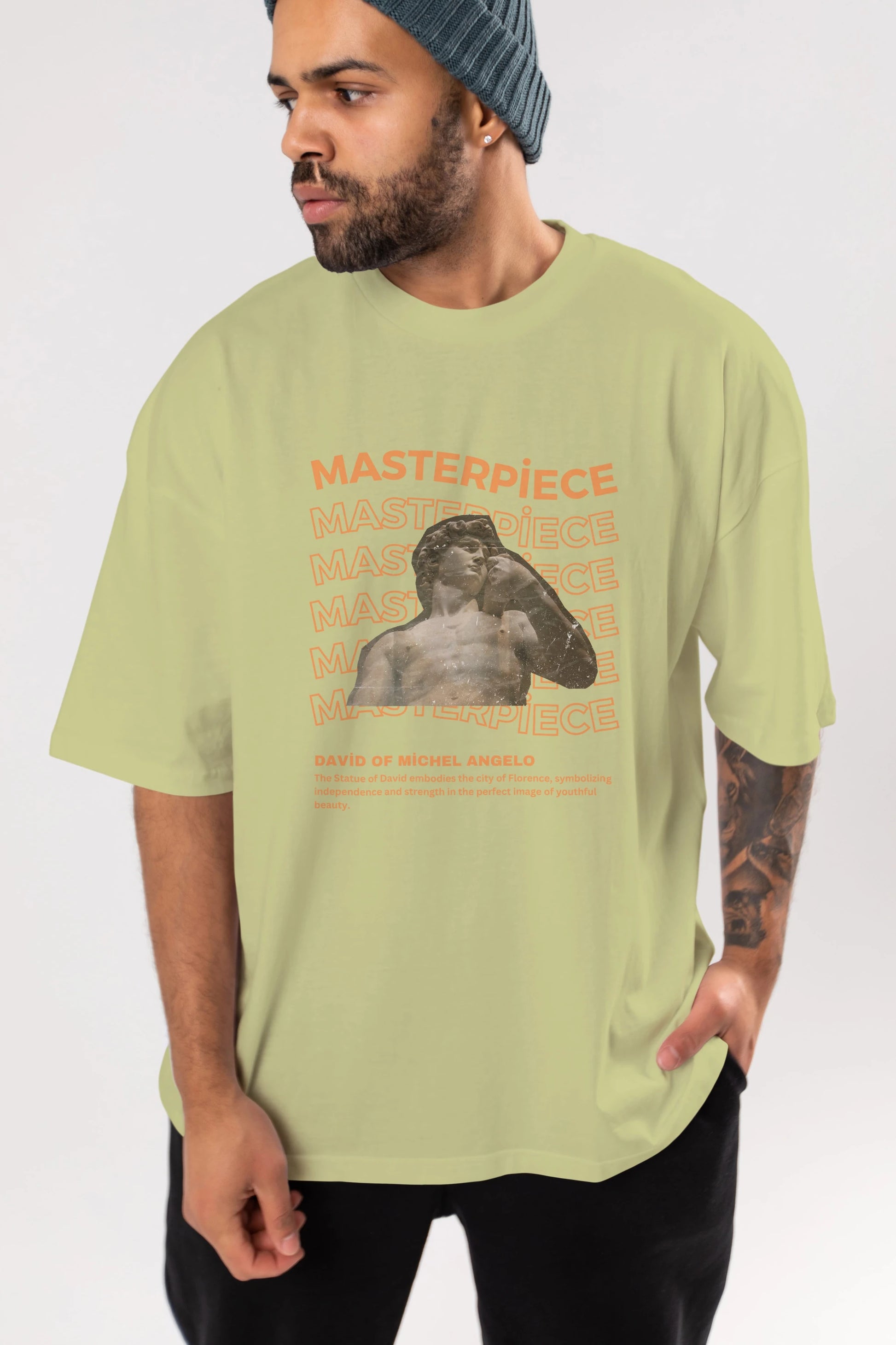 Masterpiece Yazılı Ön Baskılı Oversize t-shirt Erkek Kadın Unisex