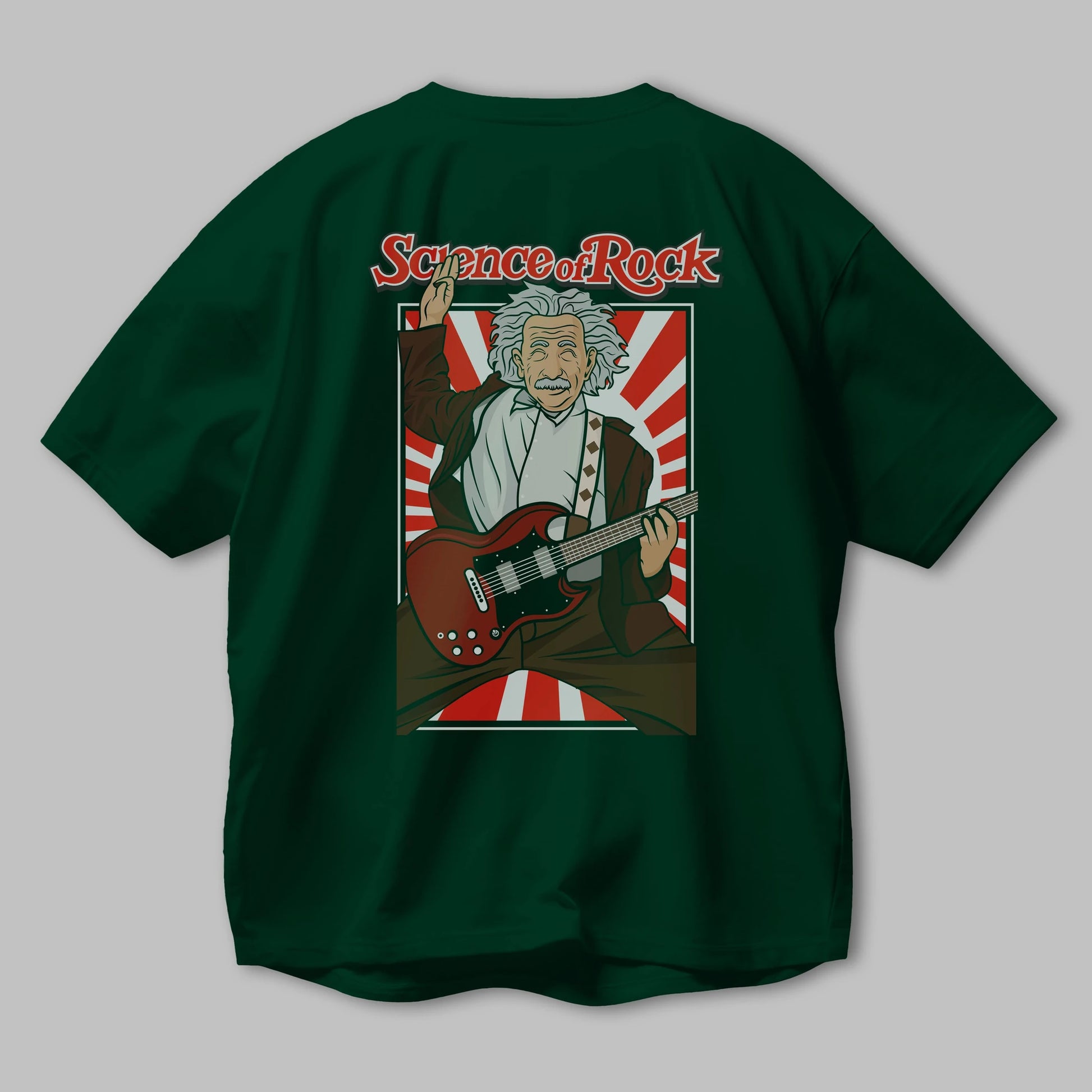 Einstein Science Of Rock Arka Baskılı Oversize t-shirt Erkek Kadın Unisex %100 Pamuk tişort