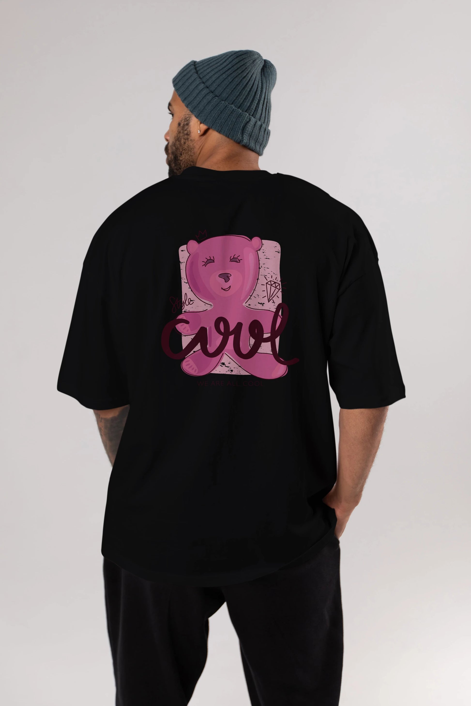 Cool Style Bear Arka Baskılı Oversize t-shirt Erkek Kadın Unisex