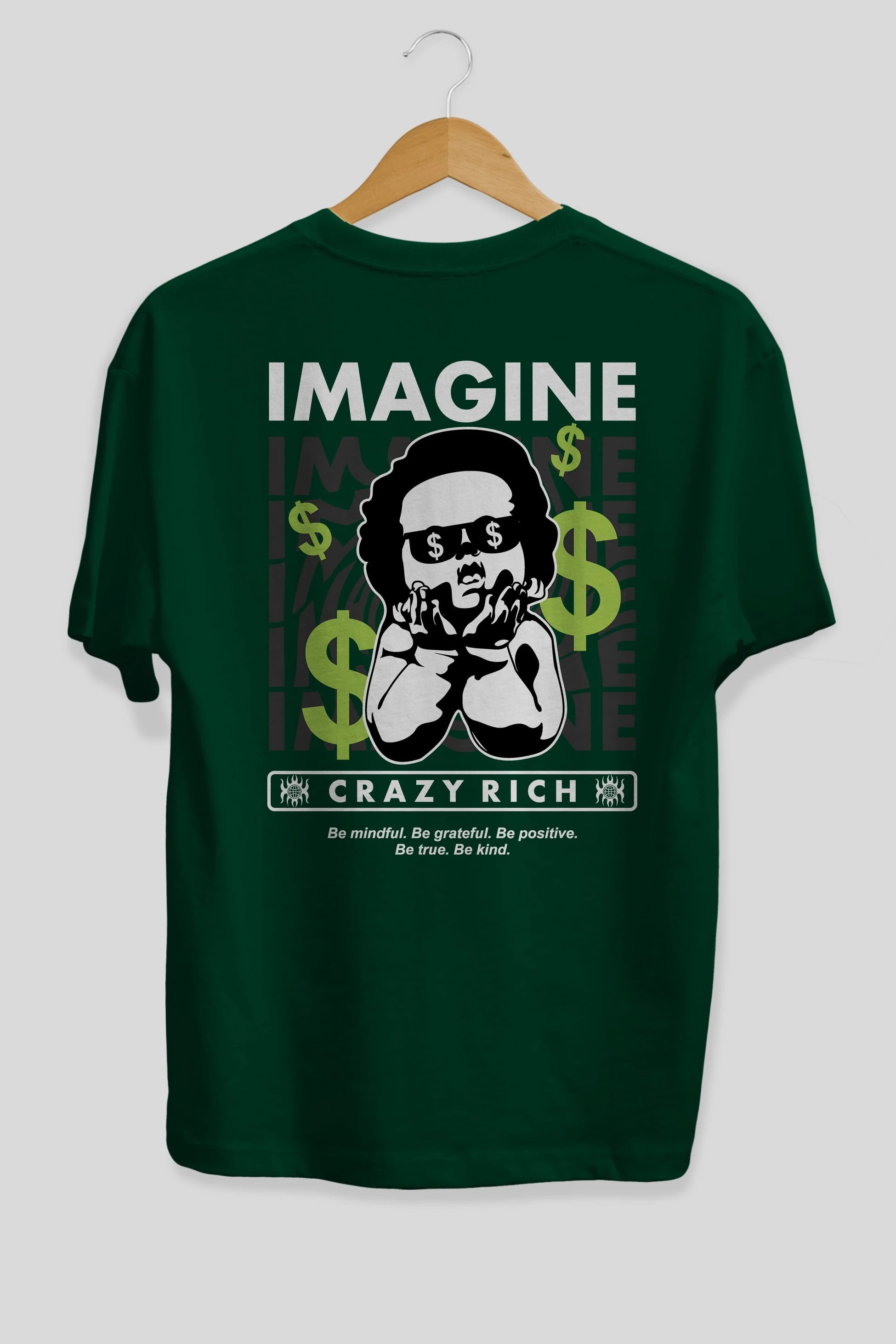 Imagine Crazy Rich Arka Baskılı Oversize t-shirt Erkek Kadın Unisex