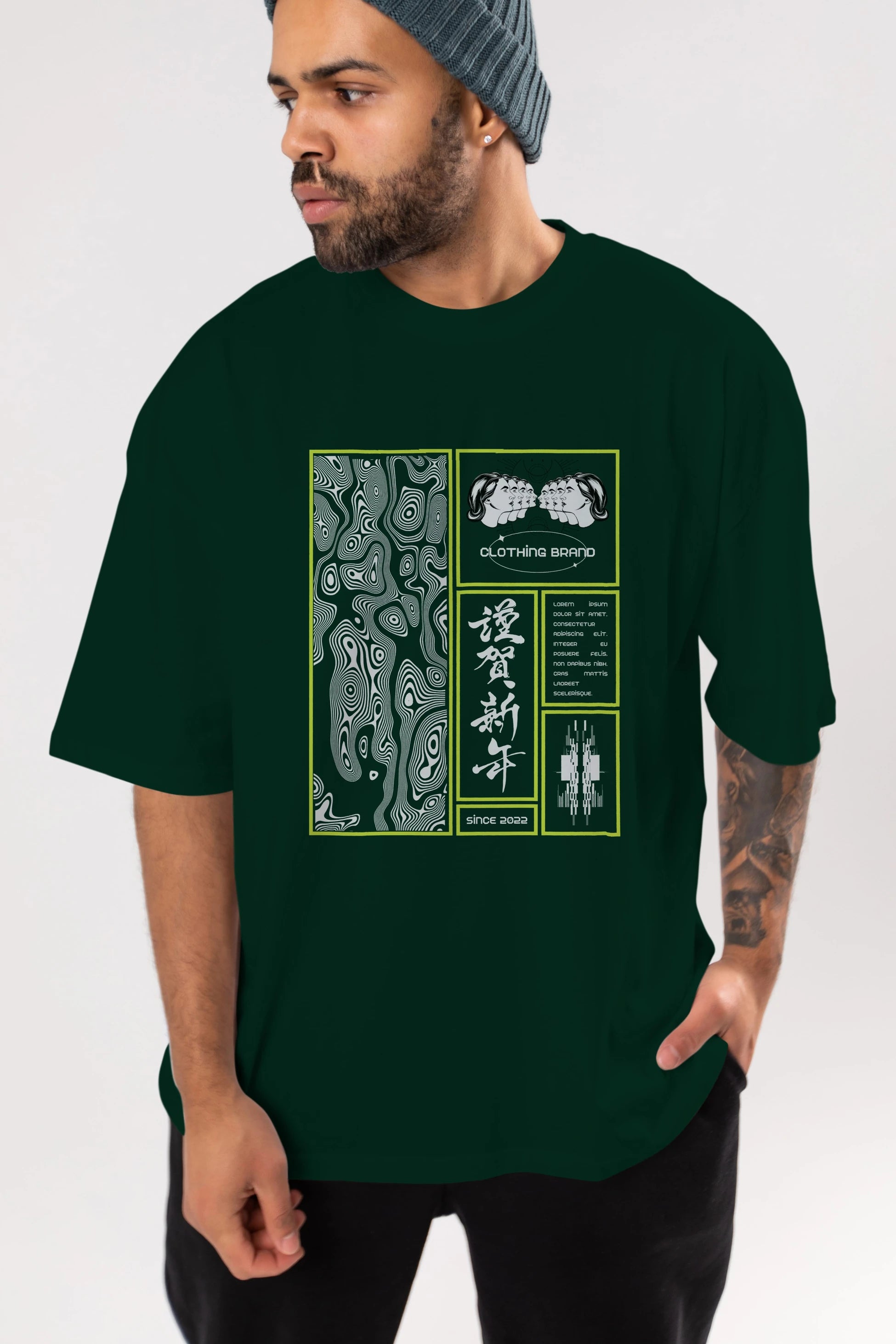 Neon Japanese Streetwear Ön Baskılı Oversize t-shirt Erkek Kadın Unisex