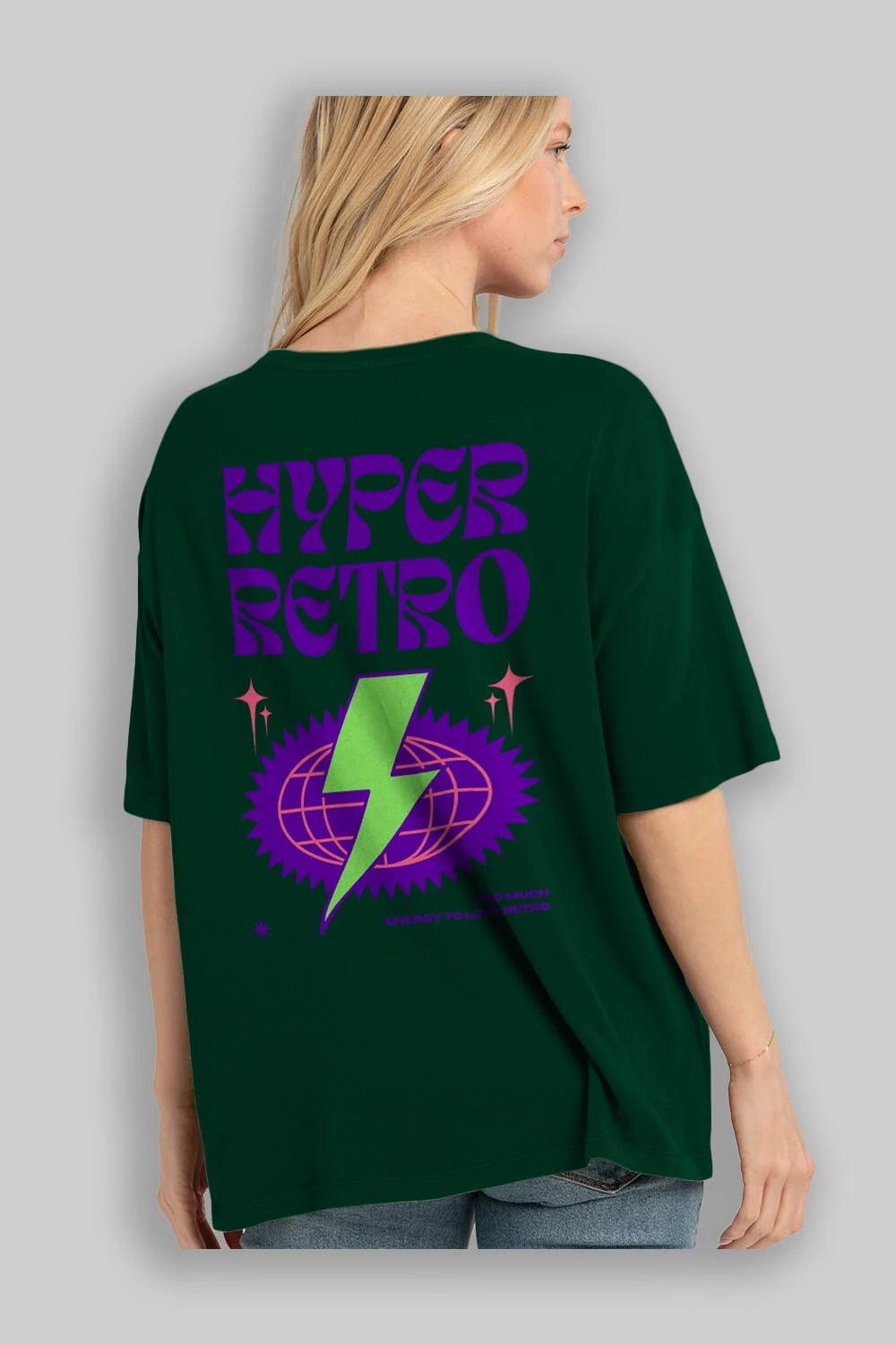 Hyper Retro Yazılı Arka Baskılı Oversize t-shirt Erkek Kadın Unisex
