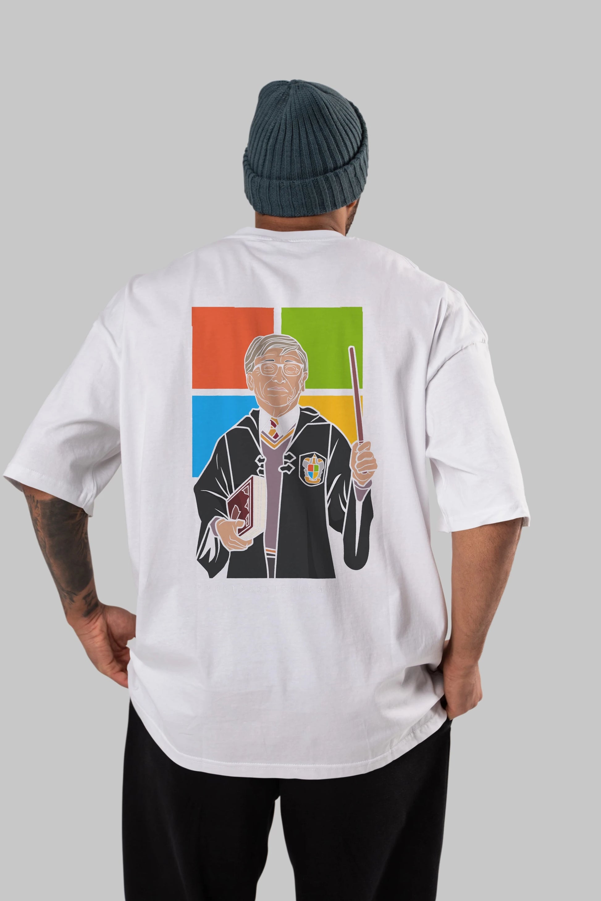 Harry Potter Gates Arka Baskılı Oversize t-shirt Erkek Kadın Unisex %100 Pamuk tişort