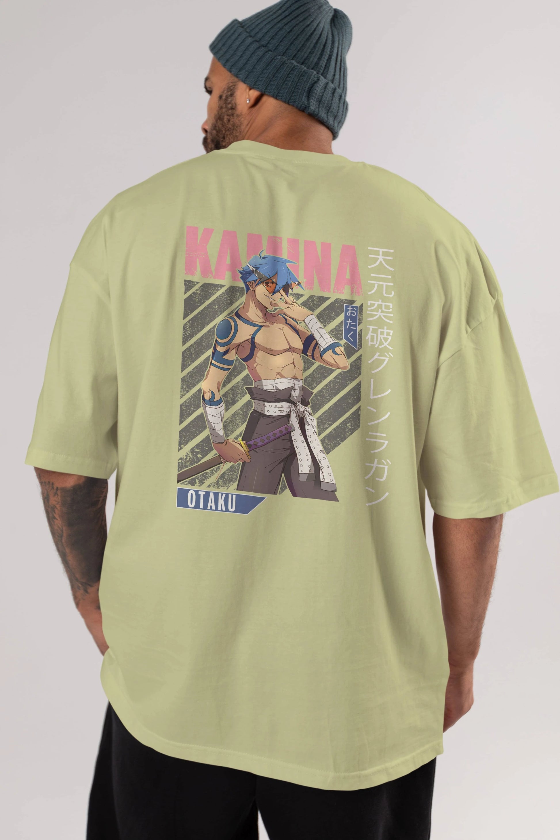 Kamina 5 Anime Arka Baskılı Oversize t-shirt Erkek Kadın Unisex