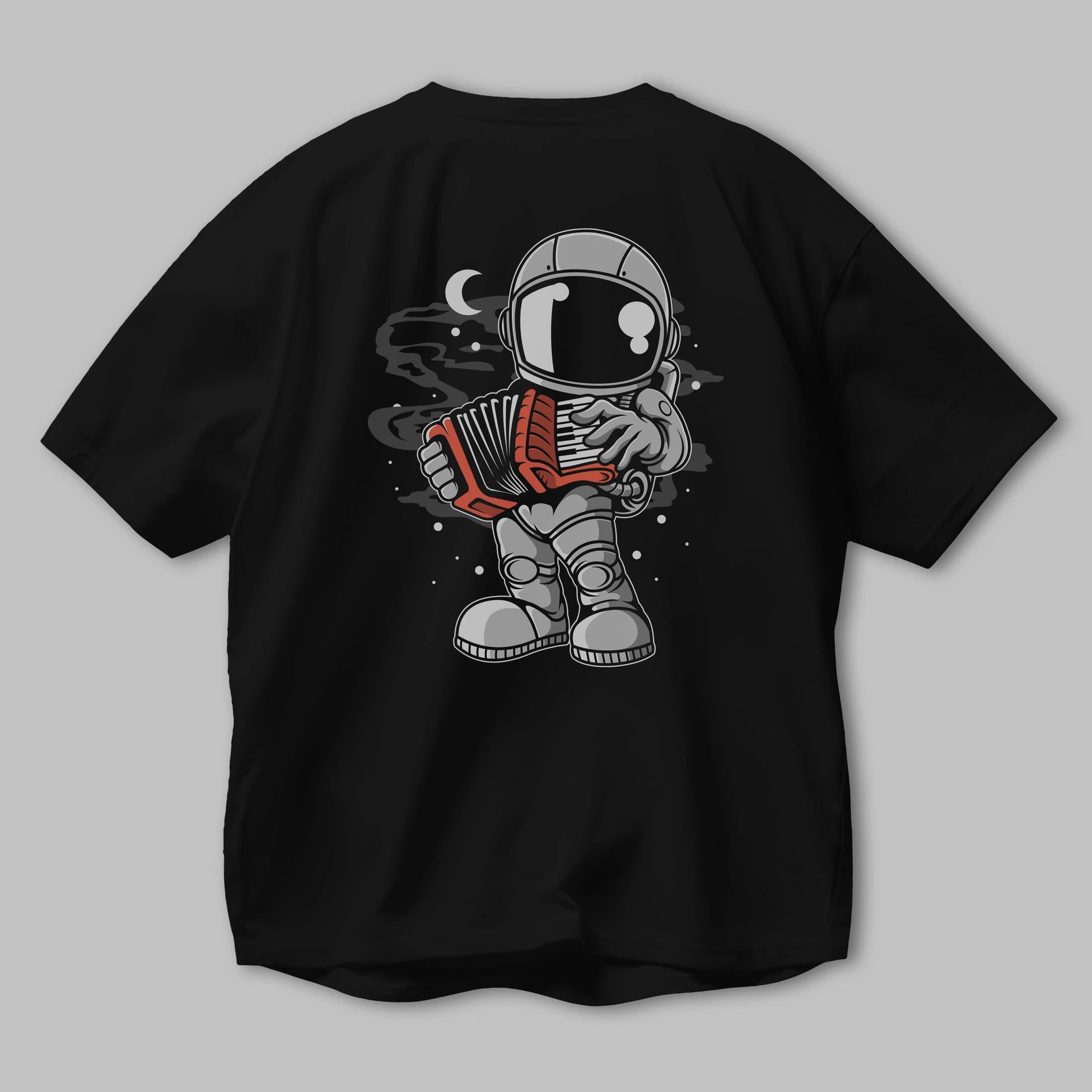 Astronaut Accordion Arka Baskılı Oversize t-shirt Erkek Kadın Unisex