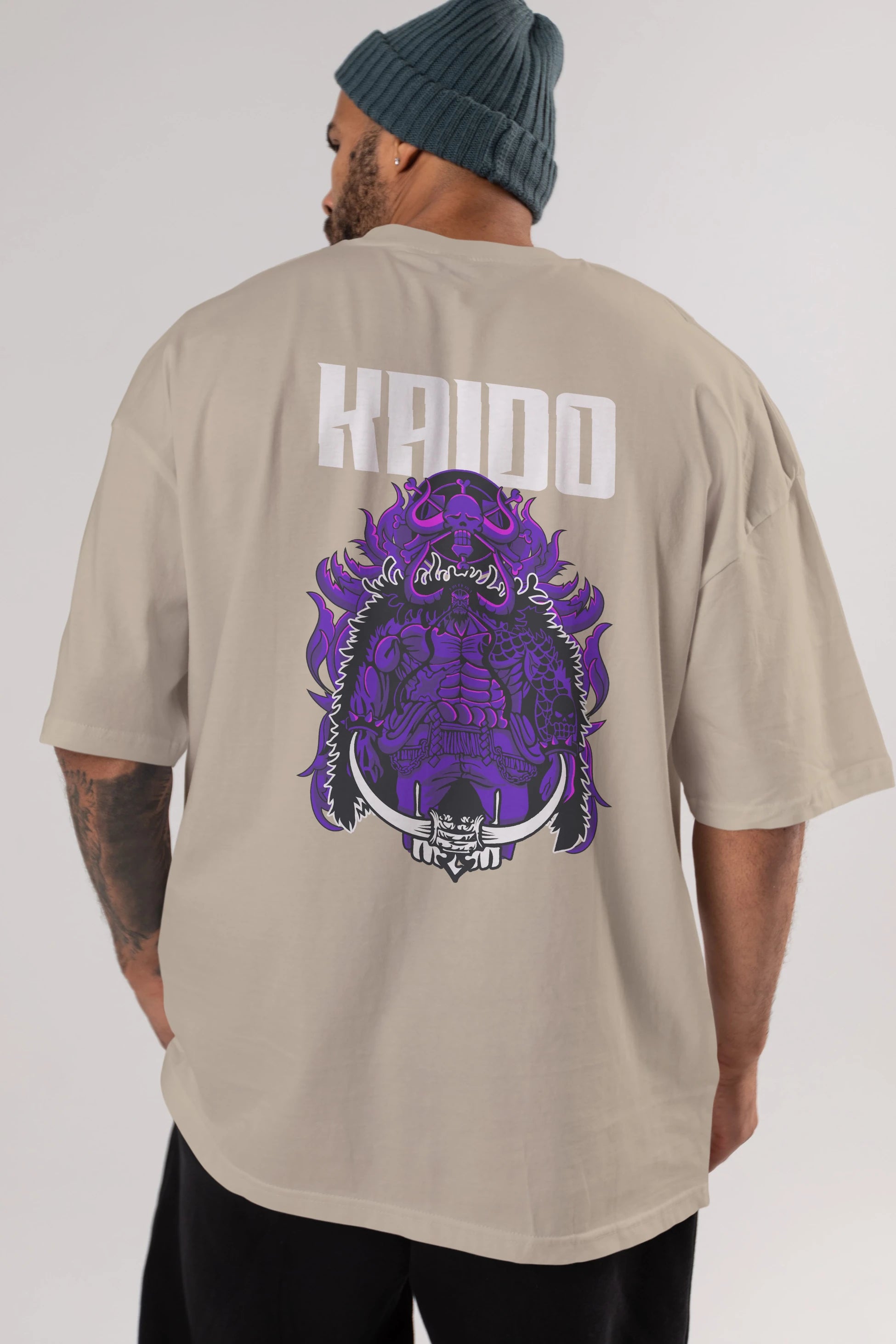 Kaido Anime Arka Baskılı Oversize t-shirt Erkek Kadın Unisex %100 pamuk tişort