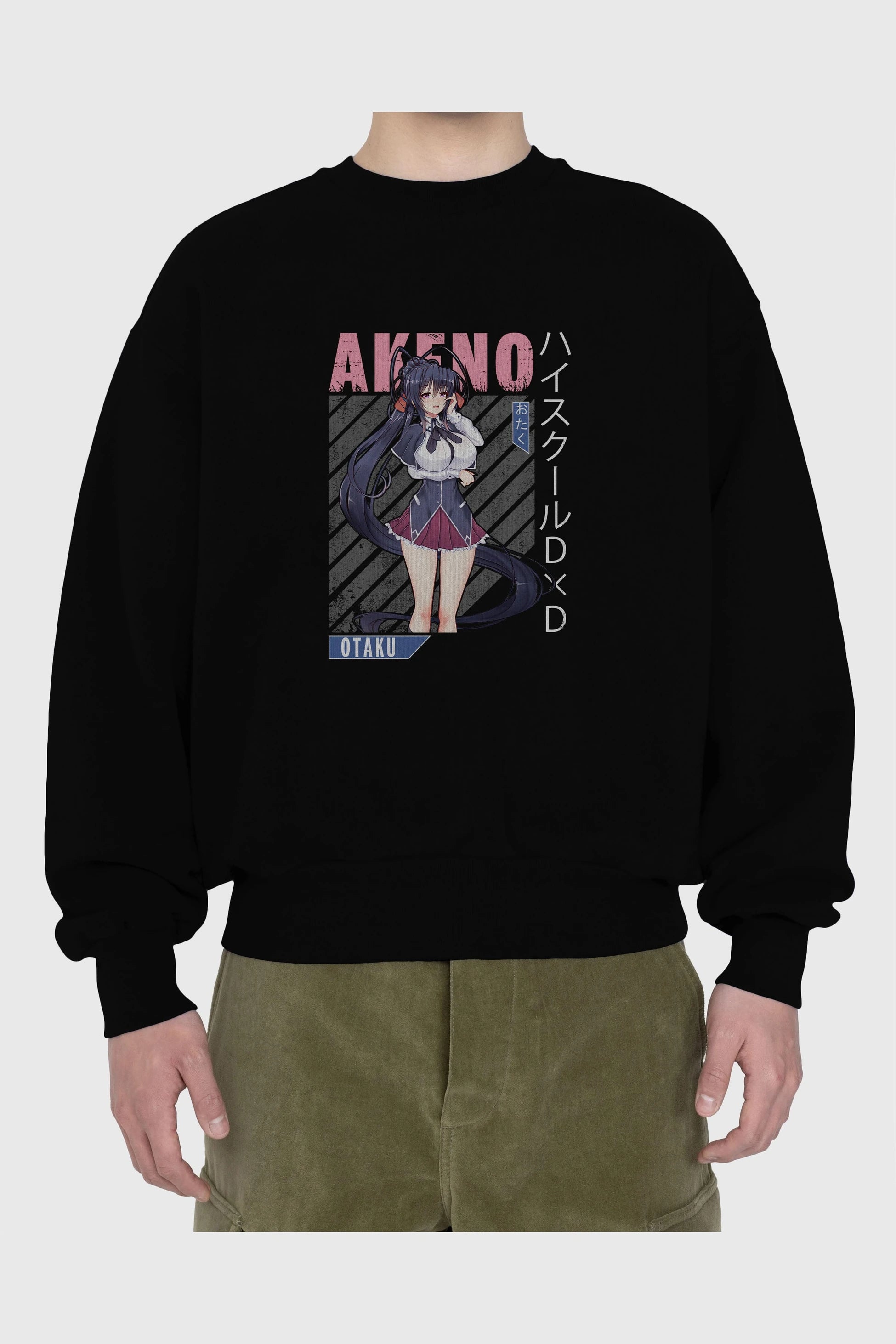 Akeno Himejima 4 Anime Ön Baskılı Oversize Sweatshirt Erkek Kadın Unisex