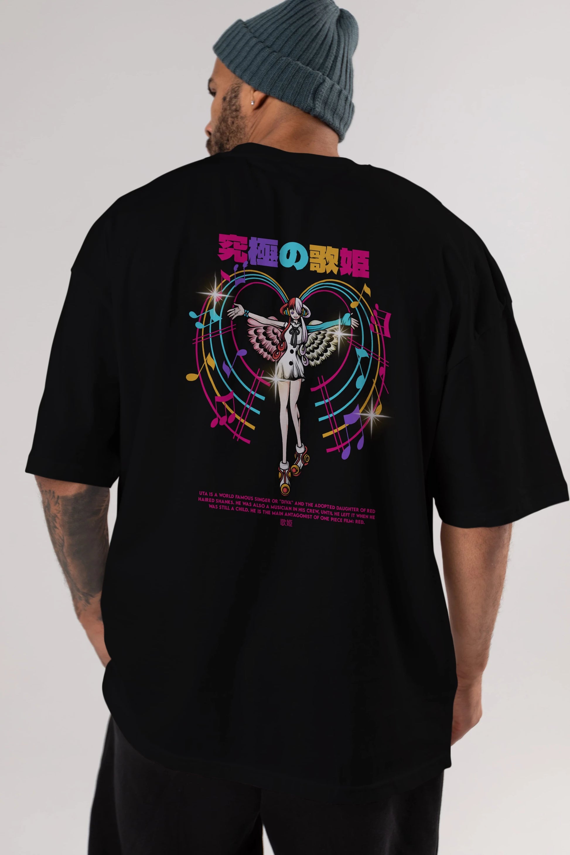 Uta Anime Arka Baskılı Oversize t-shirt Erkek Kadın Unisex