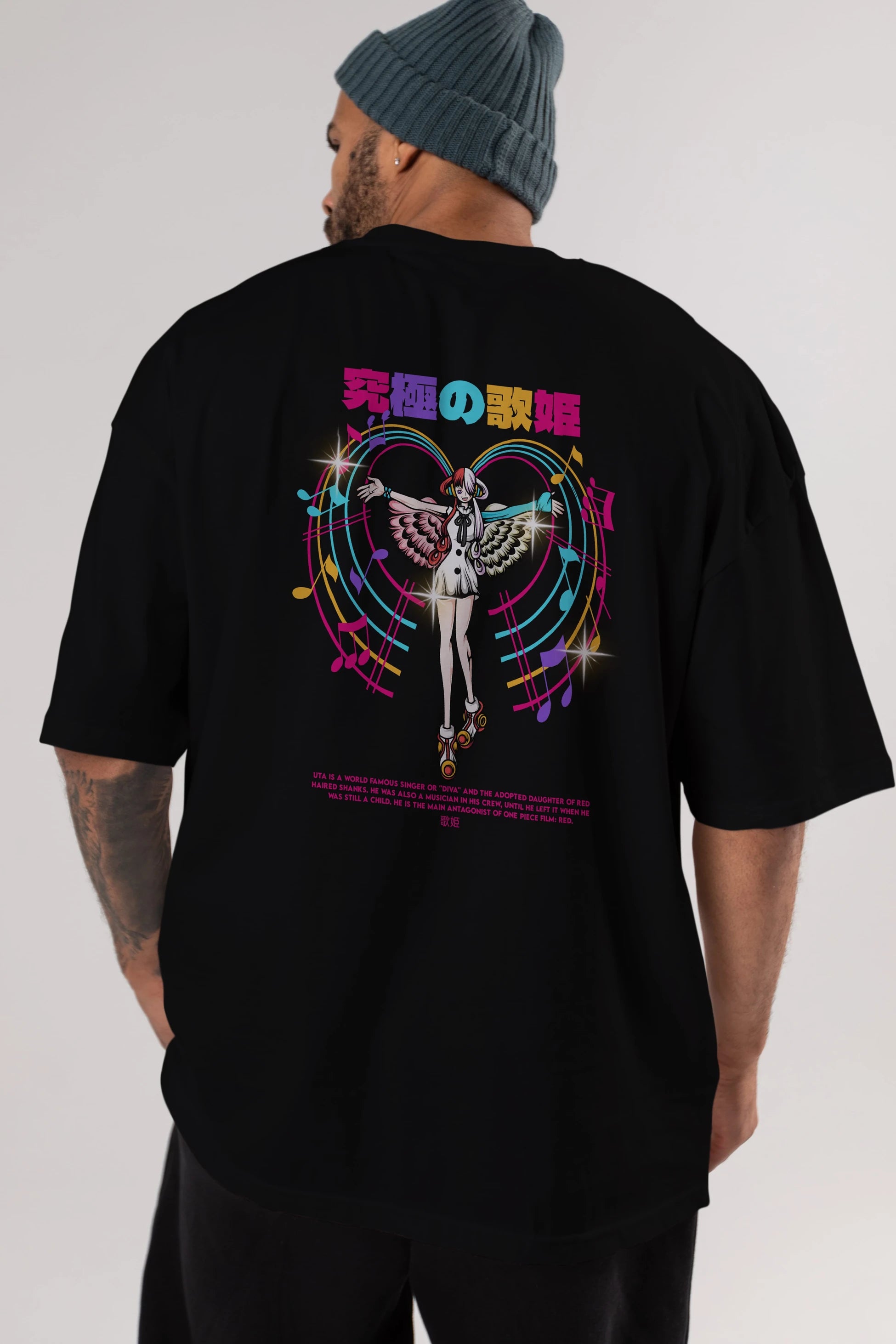 Uta Anime Arka Baskılı Oversize t-shirt Erkek Kadın Unisex
