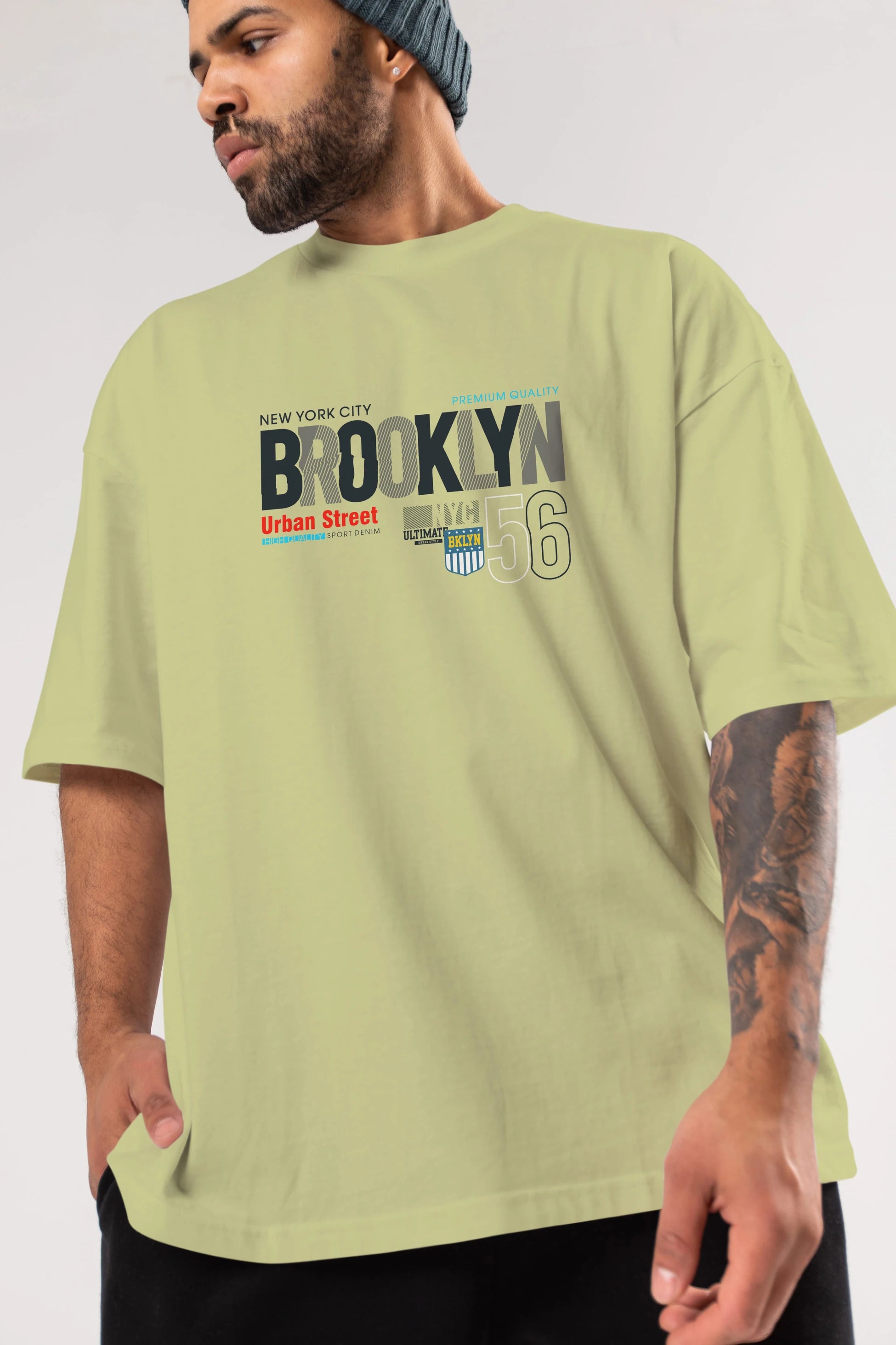 Brooklyn 56 Ön Baskılı Oversize t-shirt Erkek Kadın Unisex