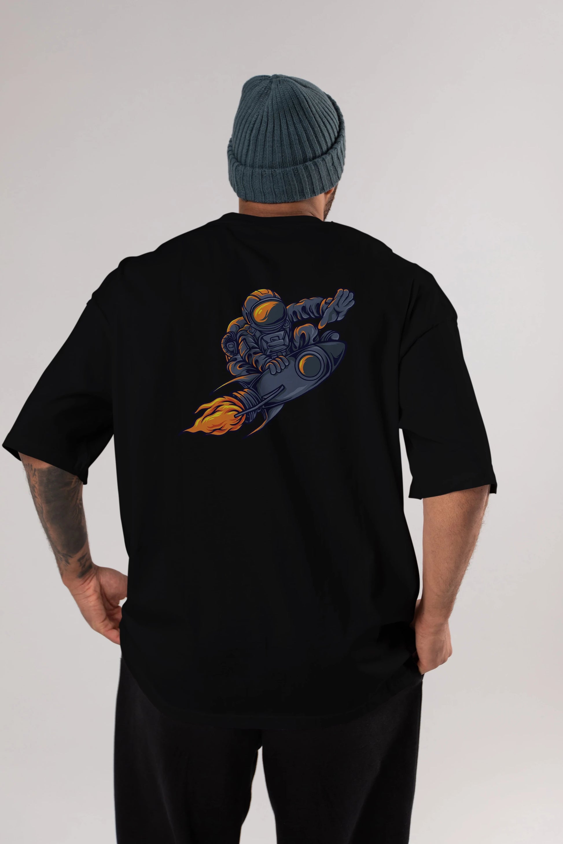 Astrocket Illustration Tshirt Arka Baskılı Oversize t-shirt Erkek Kadın Unisex