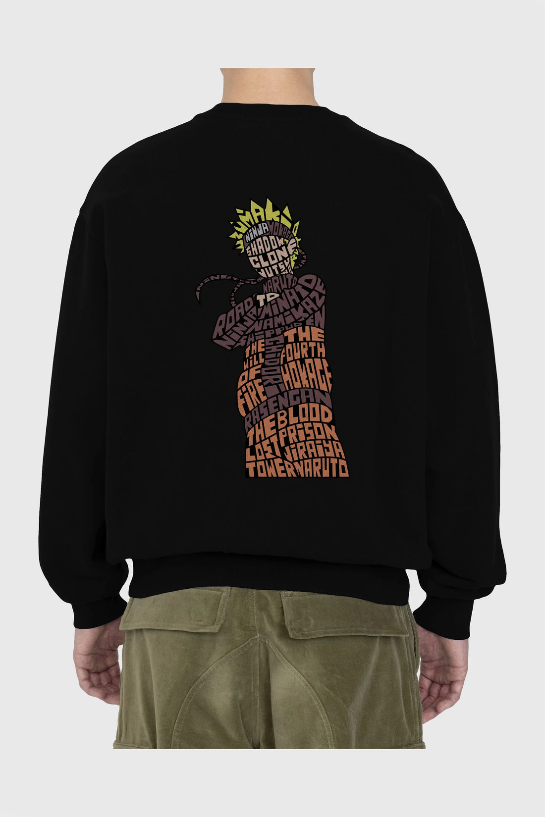 Rasengan Arka Baskılı Oversize Sweatshirt Erkek Kadın Unisex