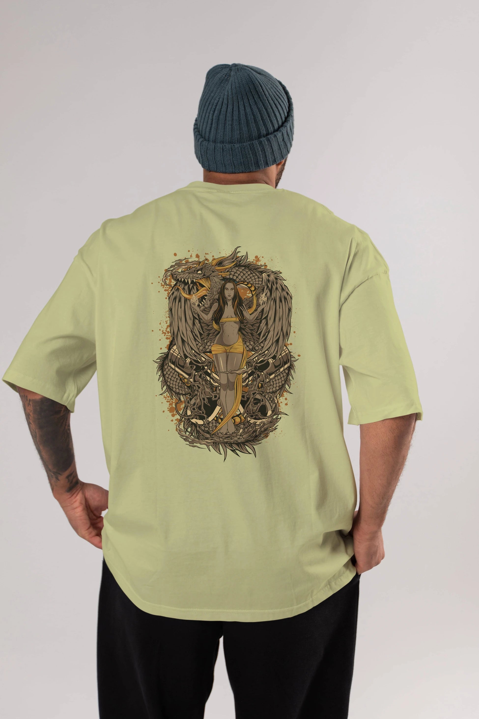 TRIBAL (3) Anime Arka Baskılı Oversize t-shirt Erkek Kadın Unisex
