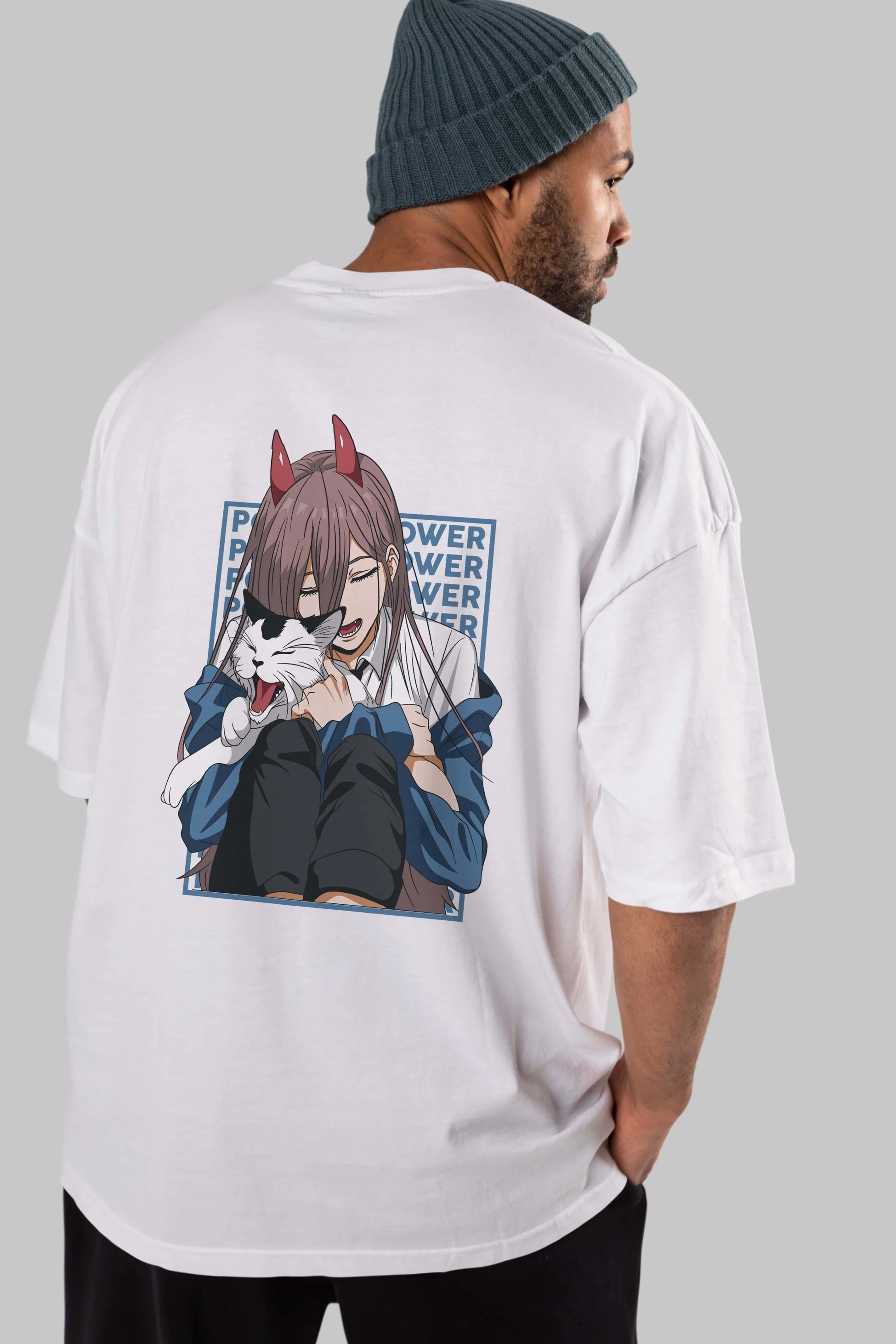 POWER CHAINSAWMAN Anime Arka Baskılı Oversize t-shirt Erkek Kadın Unisex