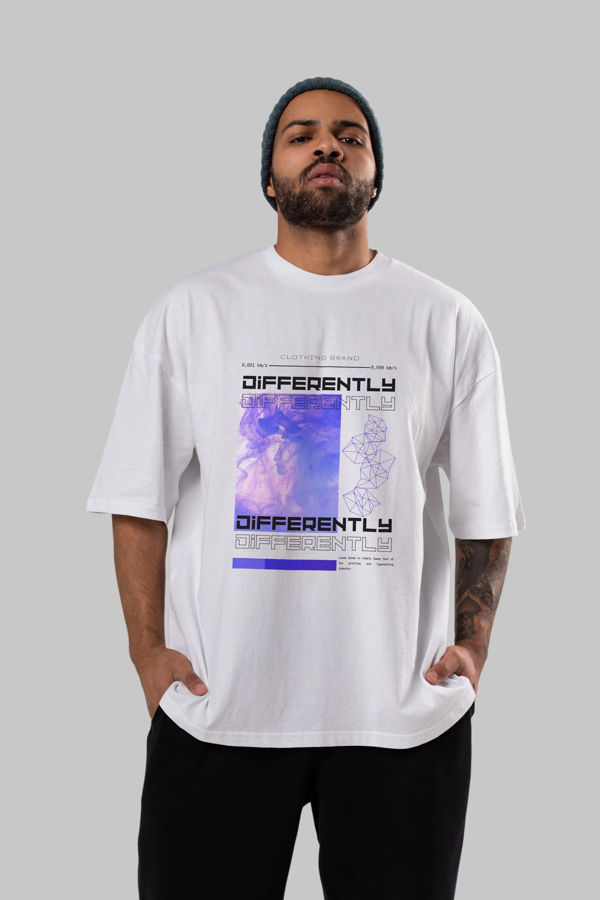 Differently Yazılı Ön Baskılı Oversize t-shirt Erkek Kadın Unisex