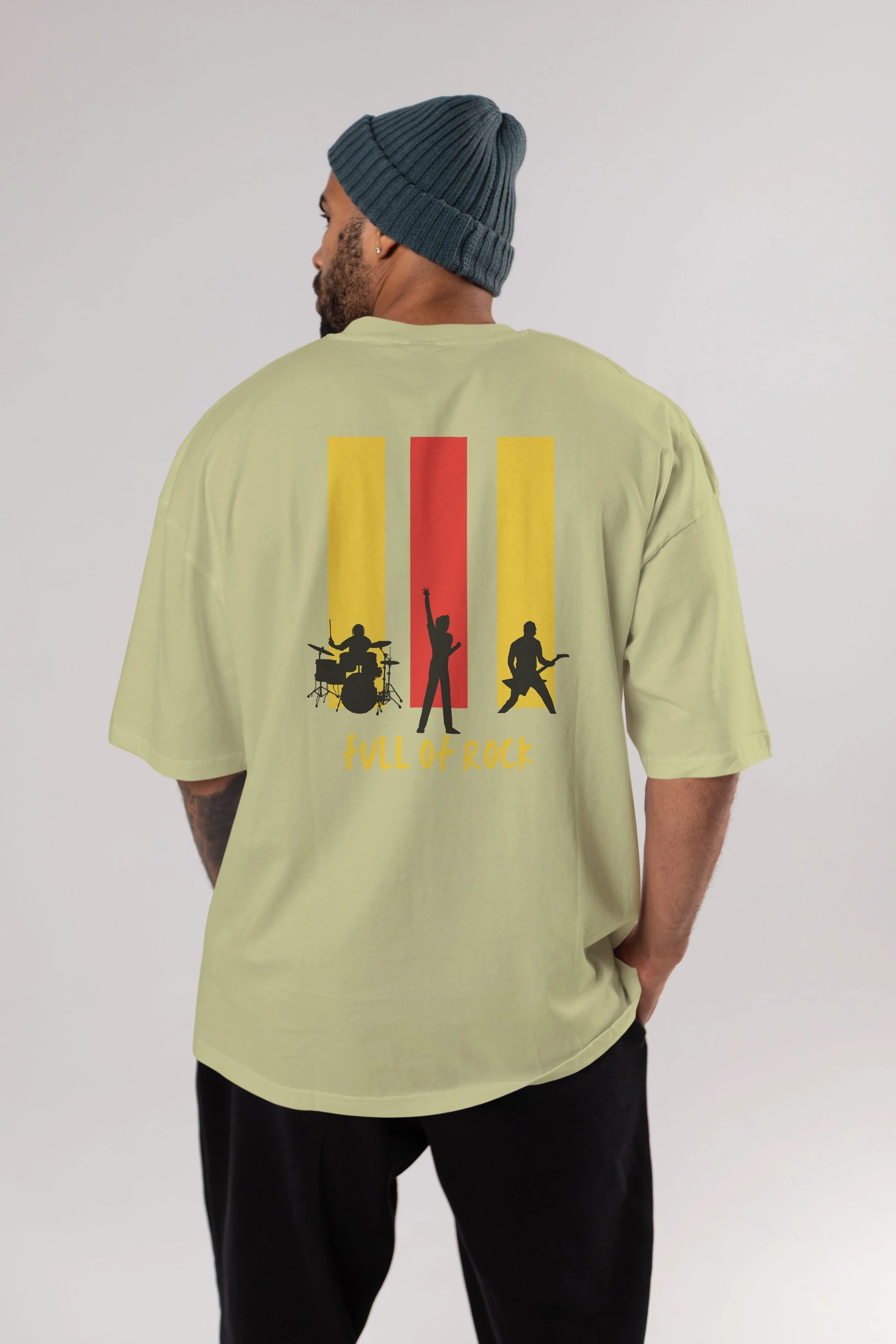 Full of Rock Yazılı Arka Baskılı Oversize t-shirt Erkek Kadın Unisex