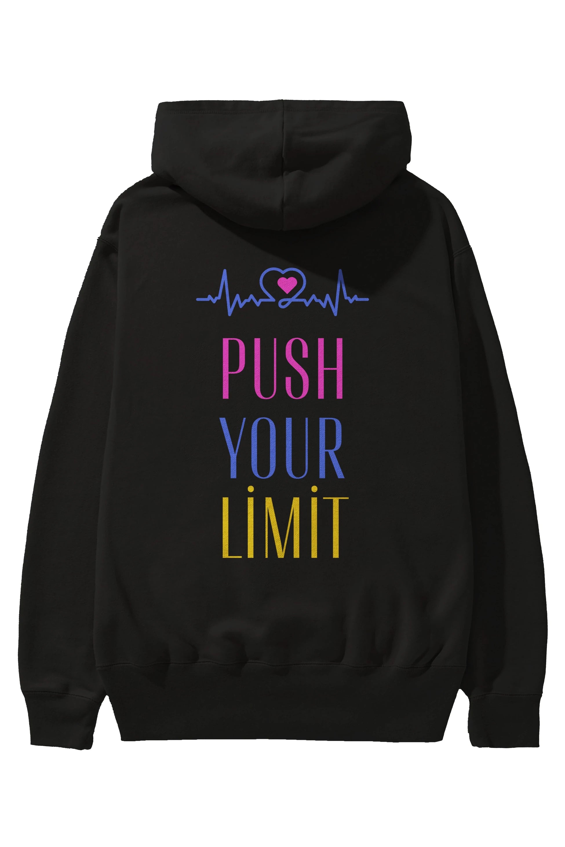 Push Your Limit Yazılı Arka Baskılı Oversize Hoodie Kapüşonlu Sweatshirt Erkek Kadın Unisex