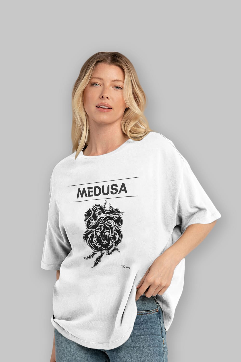 Medusa Ön Baskılı Oversize t-shirt Erkek Kadın Unisex